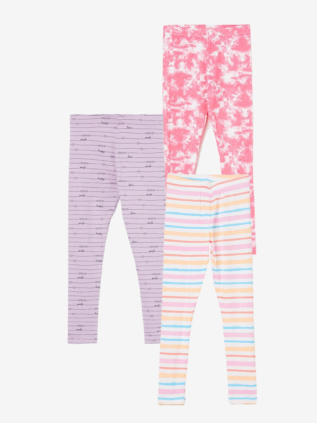 

Fame Forever by Lifestyle Girls Pack Of 3 Printed Ankle Length Leggings, White