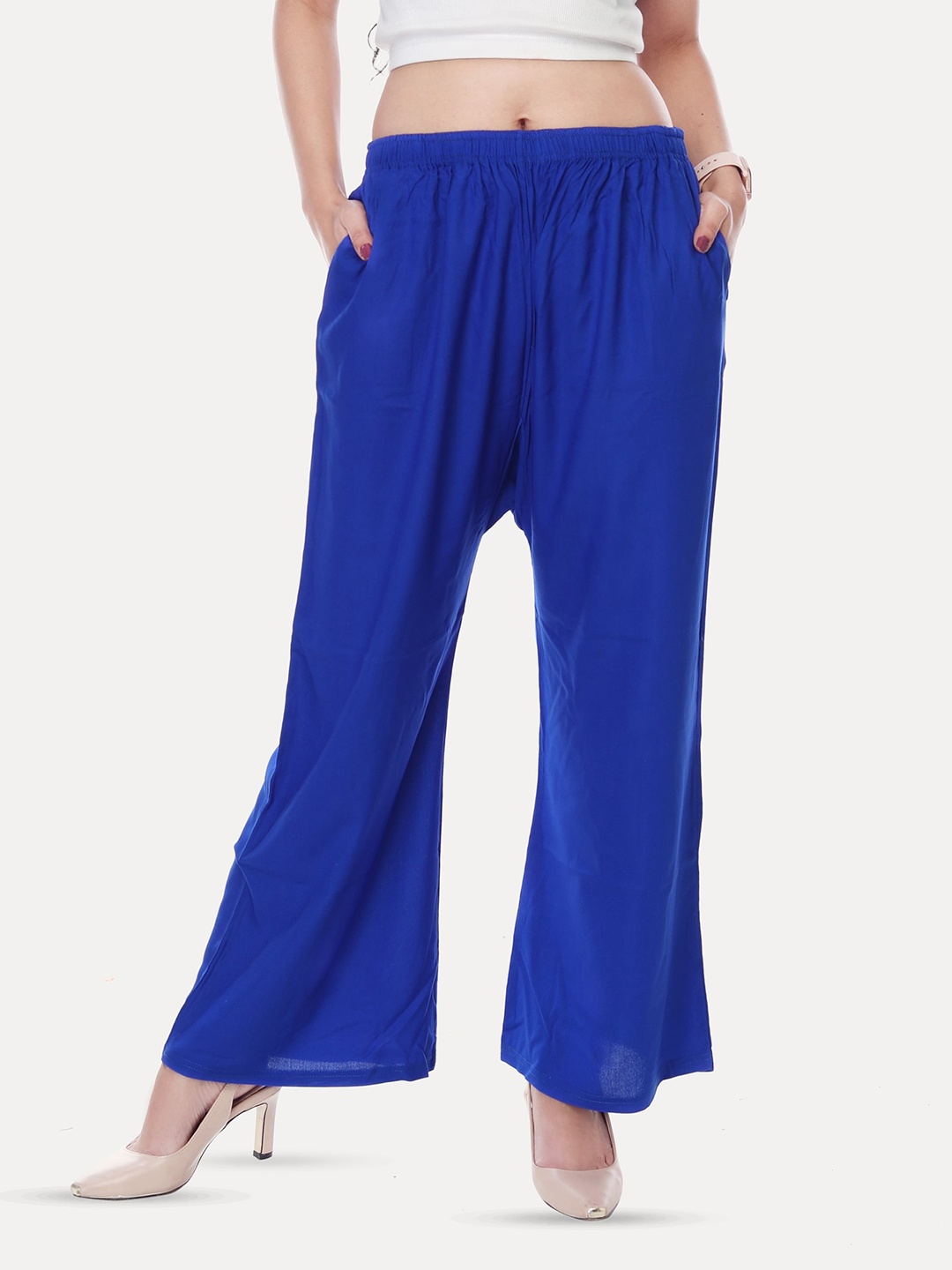 

Comfy Pro Wide Leg Ethnic Palazzos, Blue