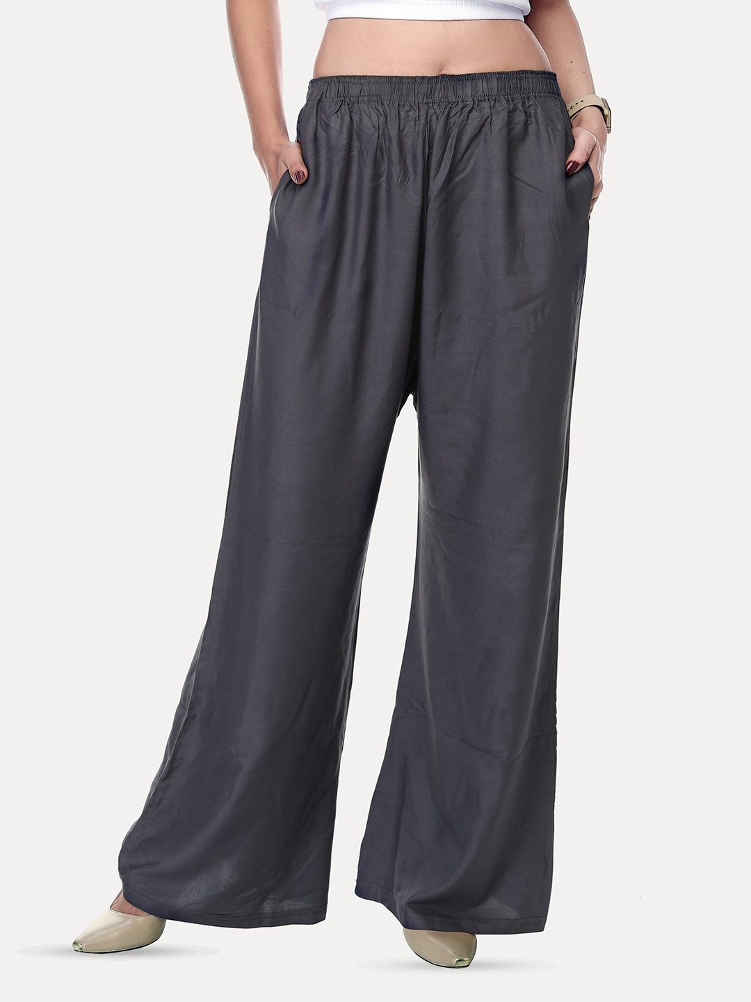 

Comfy Pro Wide Leg Ethnic Palazzos, Grey