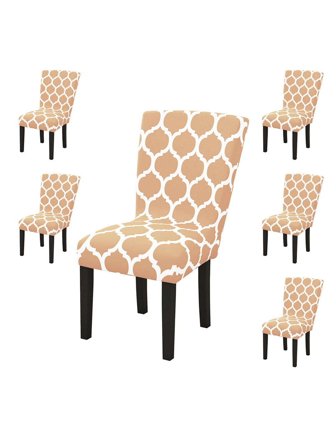 

Story@home Beige 6 Pieces Motif Printed Chair Covers