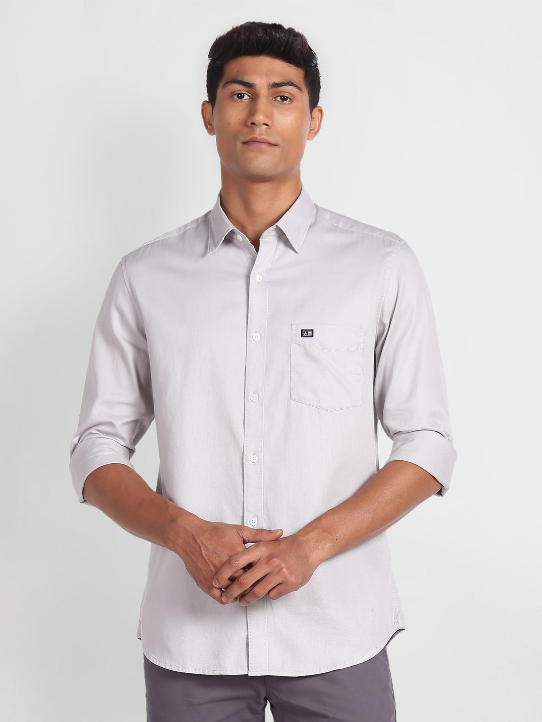 

Arrow Sport Slim Fit Dobby Casual Pure Cotton Shirt, Grey