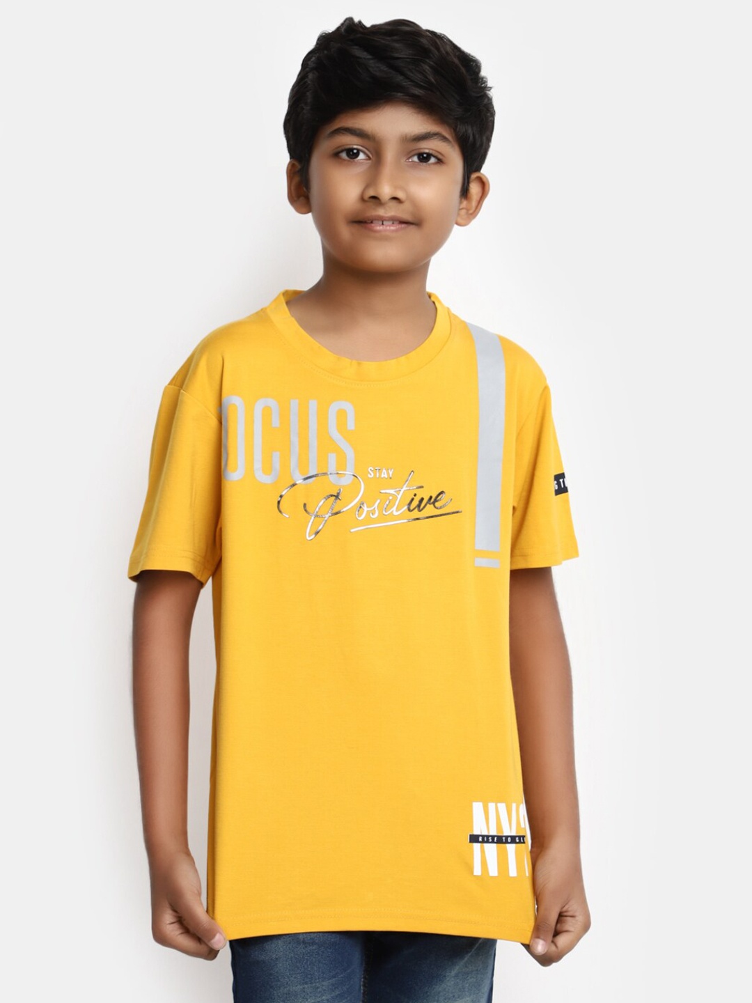 

V-Mart Boys Typography Printed Cotton T-Shirt, Mustard
