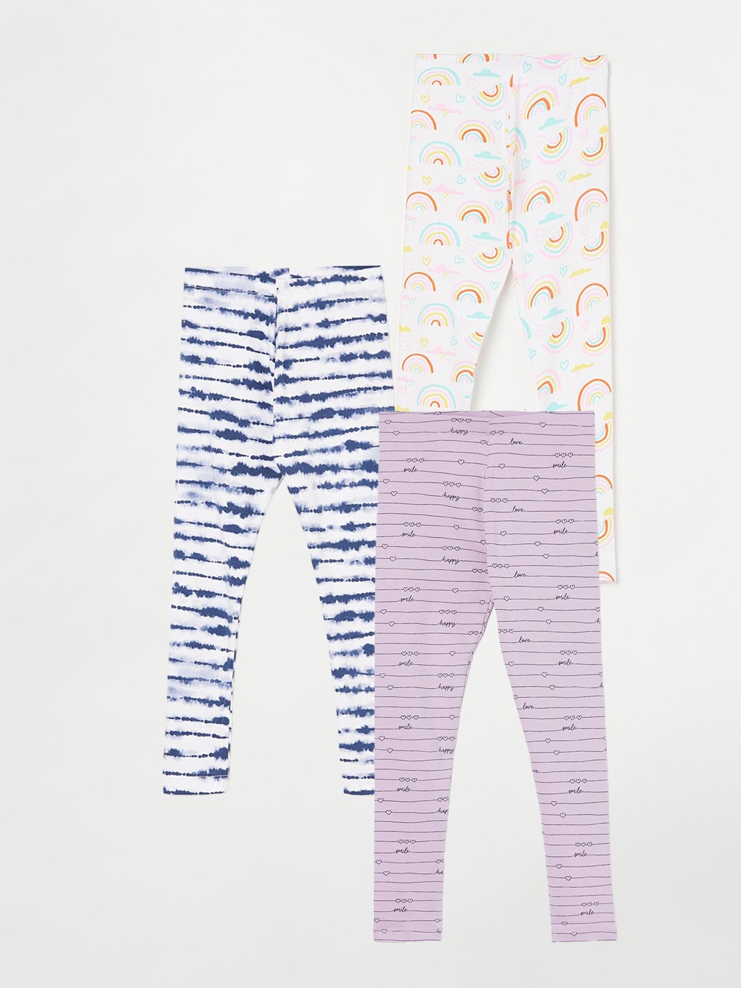 

Fame Forever by Lifestyle Girls Pack Of 3 Printed Ankle Length Leggings, Purple