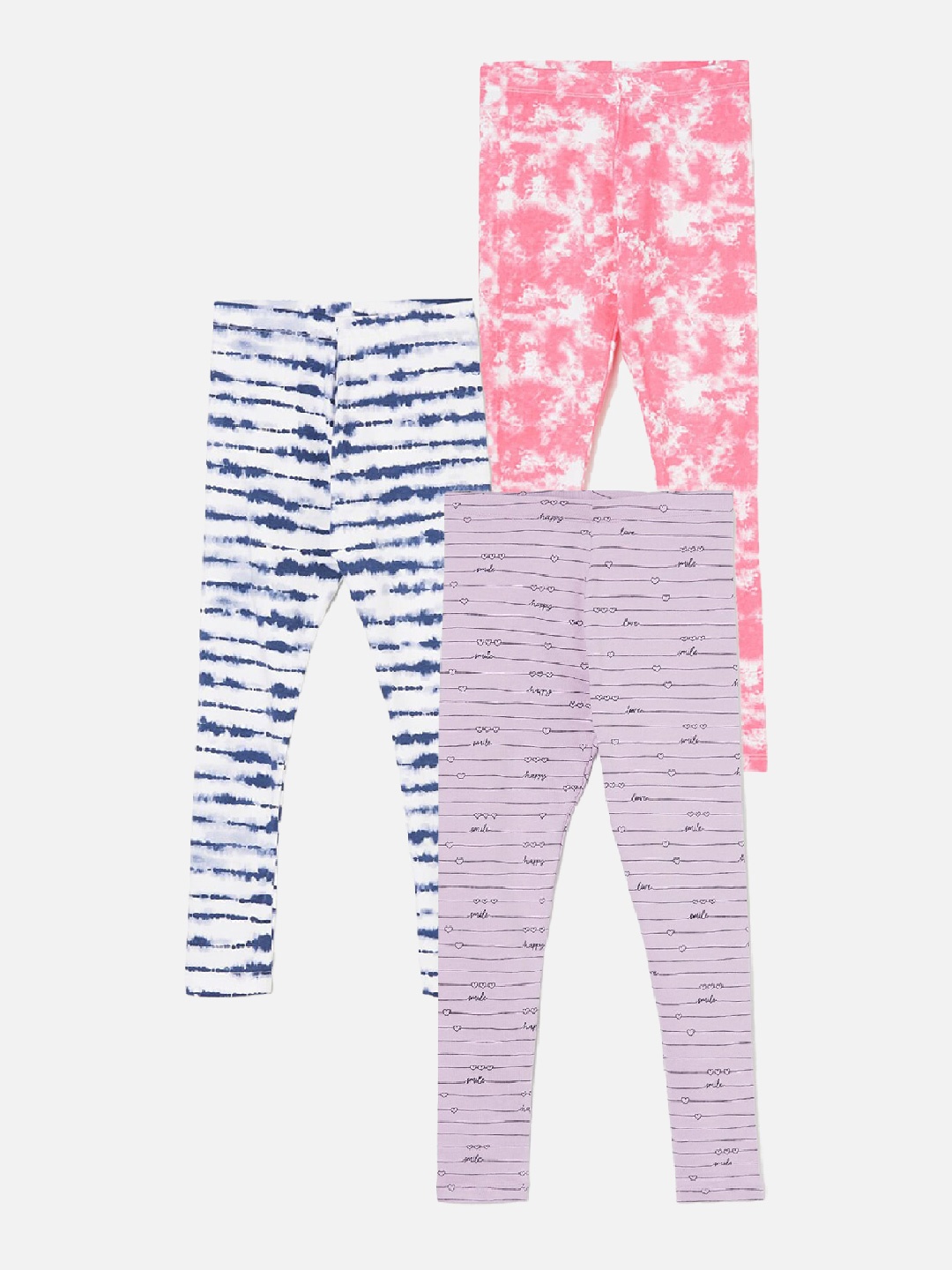 

Fame Forever by Lifestyle Girls Pack Of 3 Printed Ankle Length Leggings, Purple