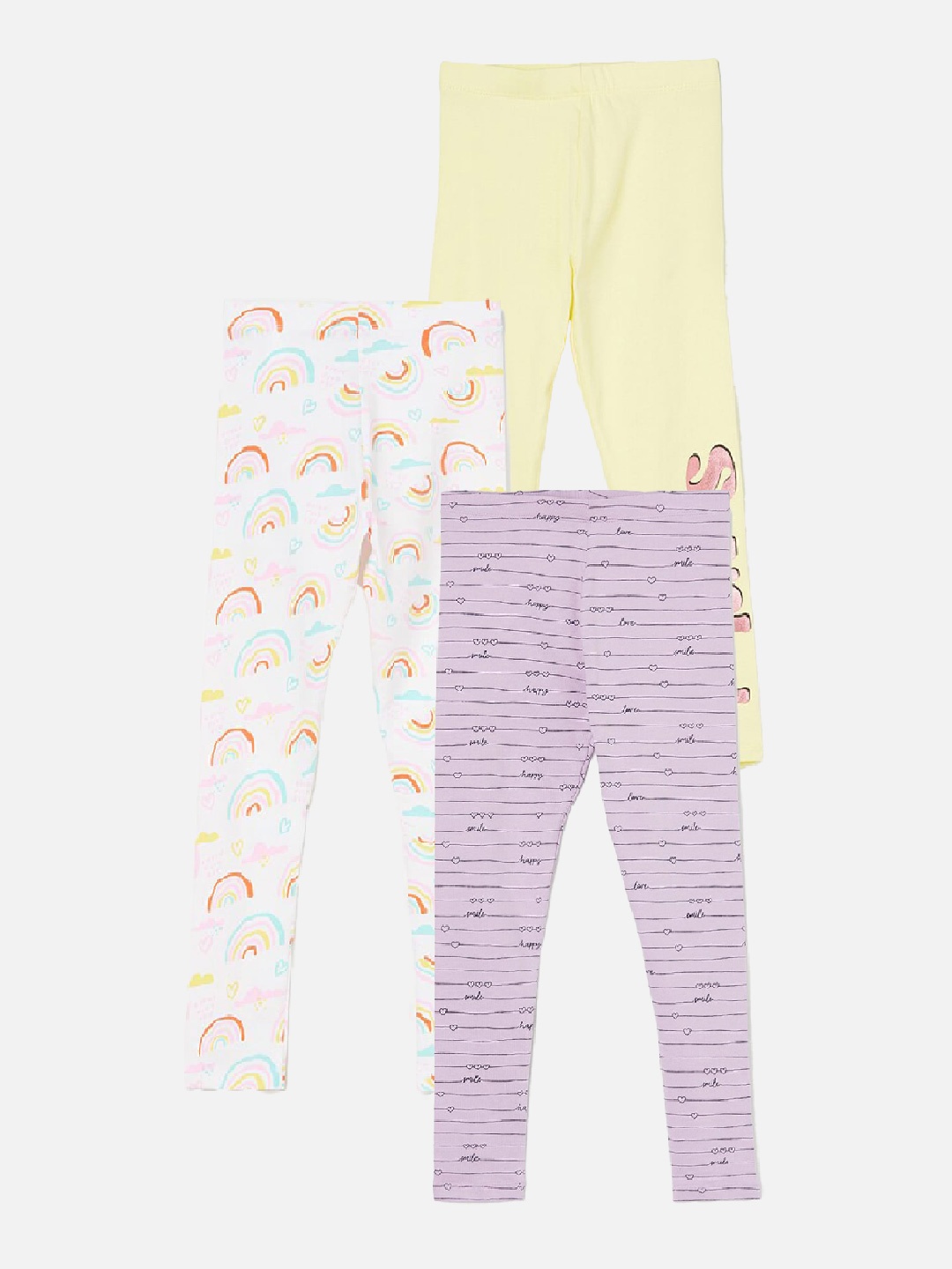 

Fame Forever by Lifestyle Girls Pack Of 3 Printed Ankle Length Leggings, Purple