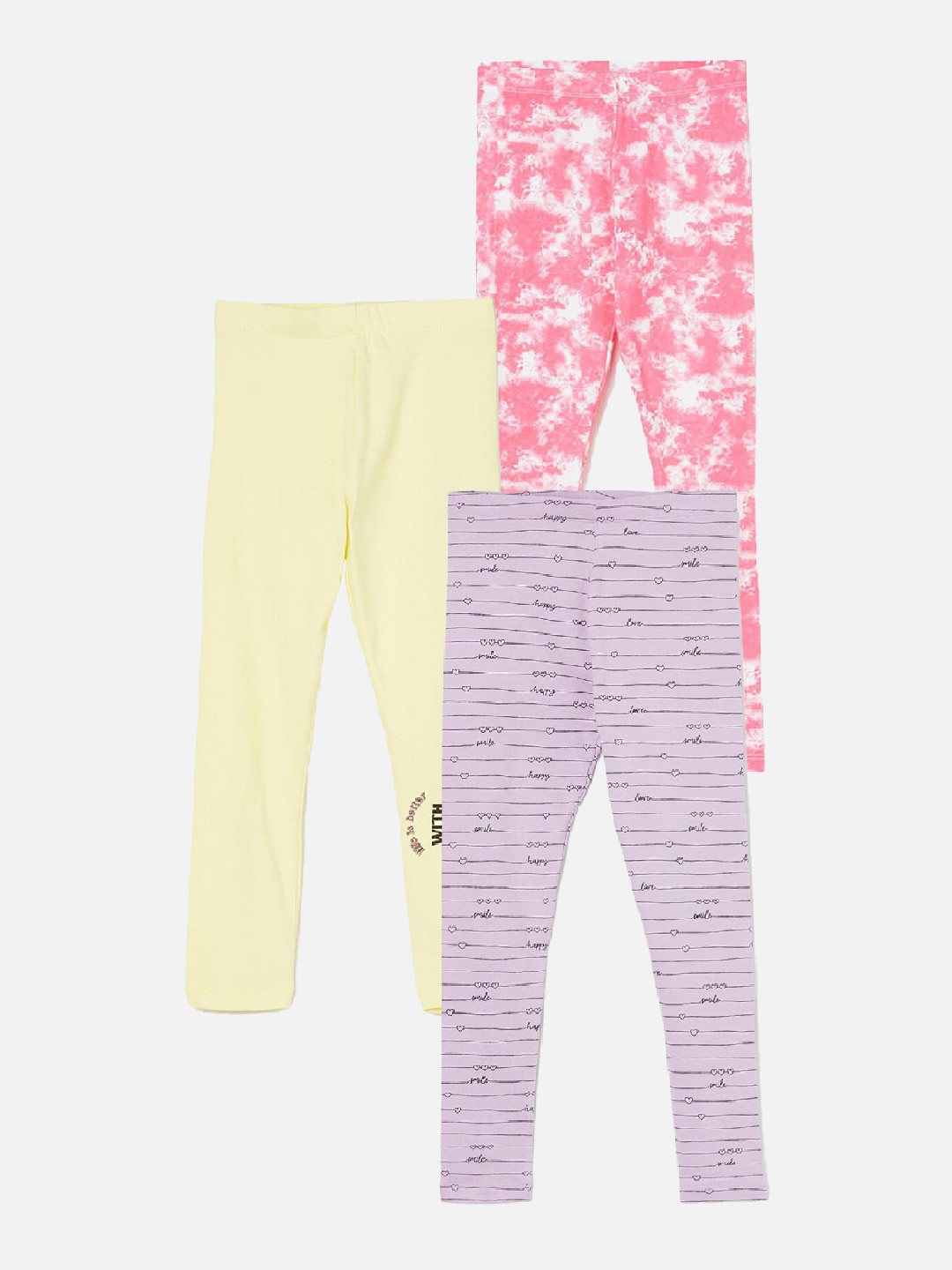 

Fame Forever by Lifestyle Girls Pack Of 3 Printed Ankle Length Leggings, White