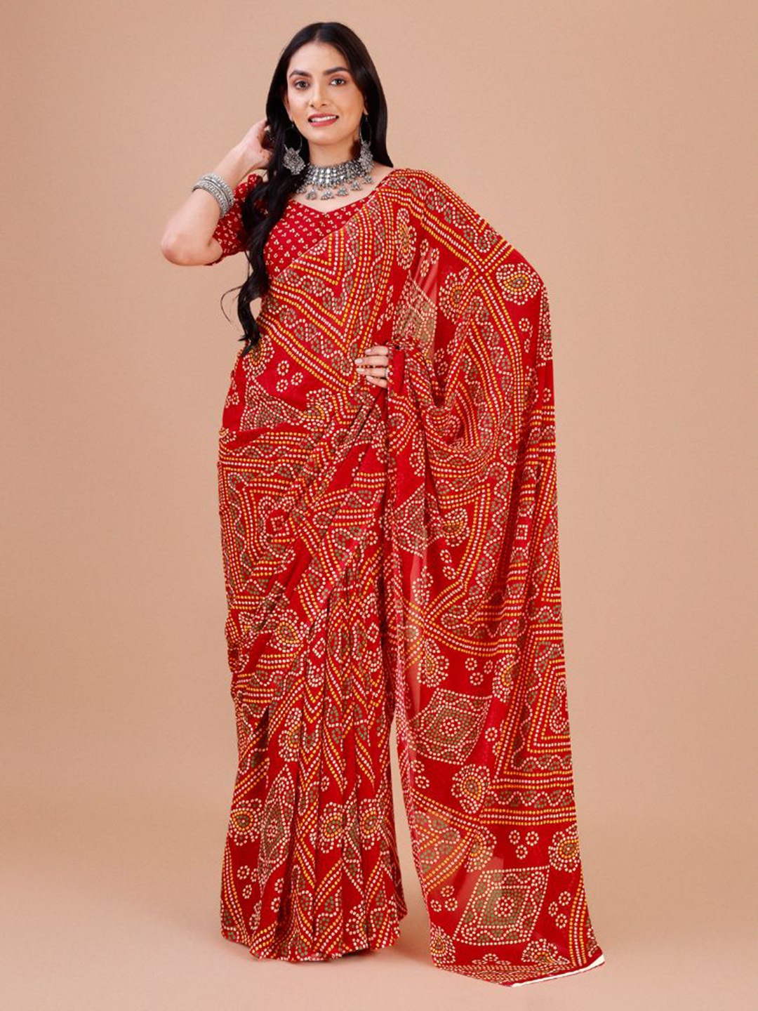 

Dori Bandhani Printed Pure Georgette Saree, Maroon