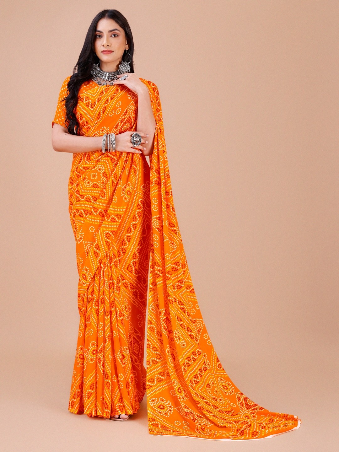 

Dori Bandhani Printed Pure Georgette Saree, Mustard