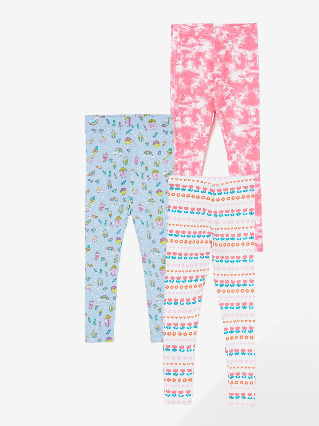 

Fame Forever by Lifestyle Girls Pack Of 3 Printed Ankle Length Leggings, White