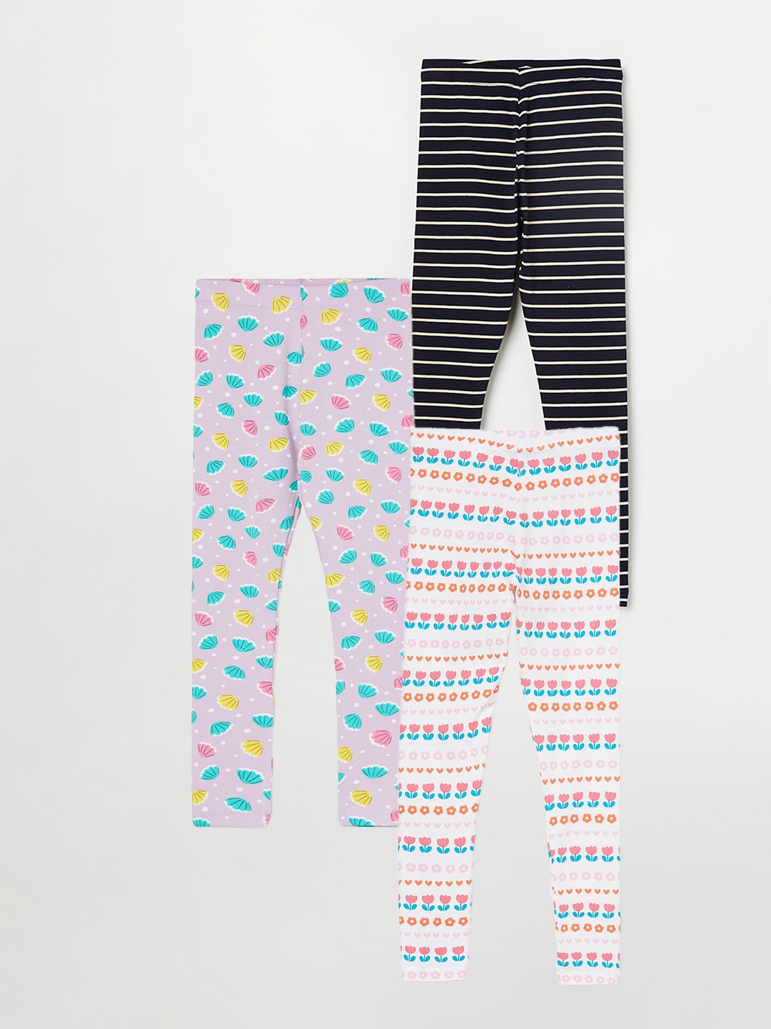 

Fame Forever by Lifestyle Girls Pack Of 3 Printed Ankle Length Leggings, White