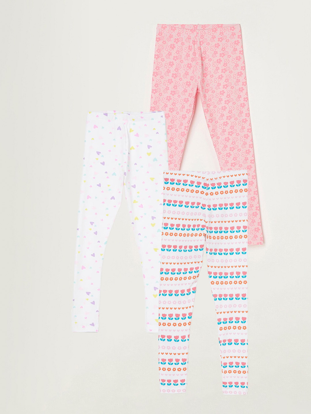 

Fame Forever by Lifestyle Girls Pack Of 3 Printed Ankle Length Leggings, White