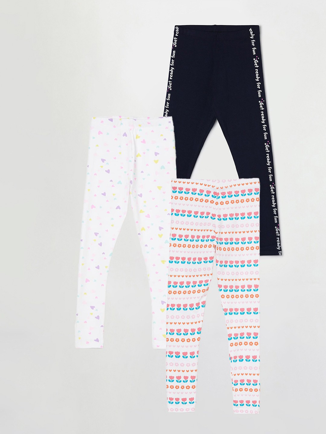 

Fame Forever by Lifestyle Girls Pack Of 3 Printed Ankle Length Leggings, White