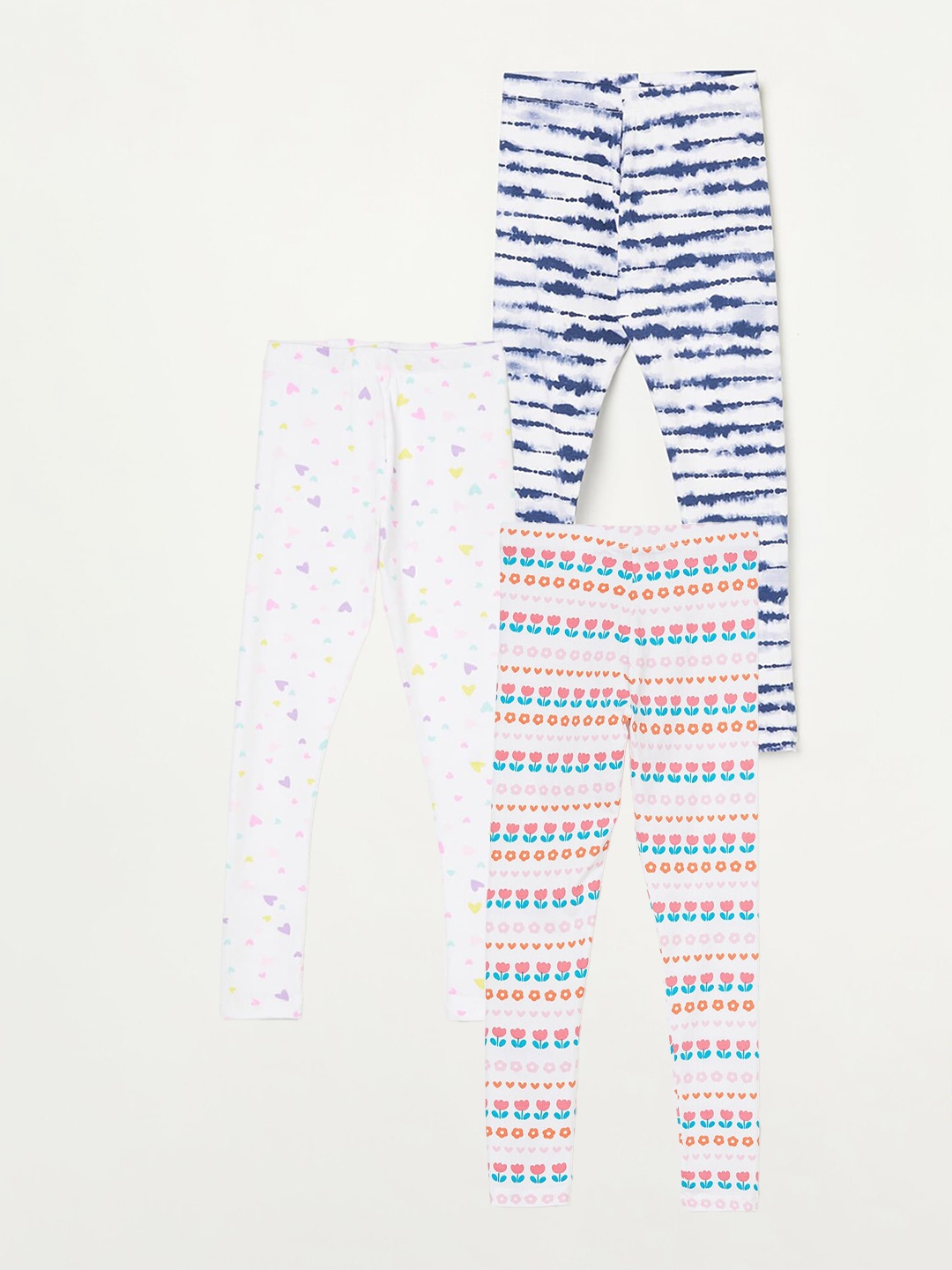 Fame Forever by Lifestyle Girls Pack Of 3 Printed Ankle Length Leggings, White