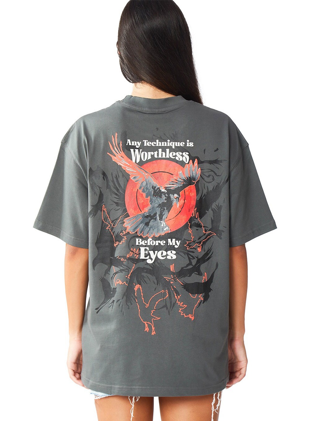 

Bonkers Corner Oversized Graphic Printed Cotton T-shirt, Grey
