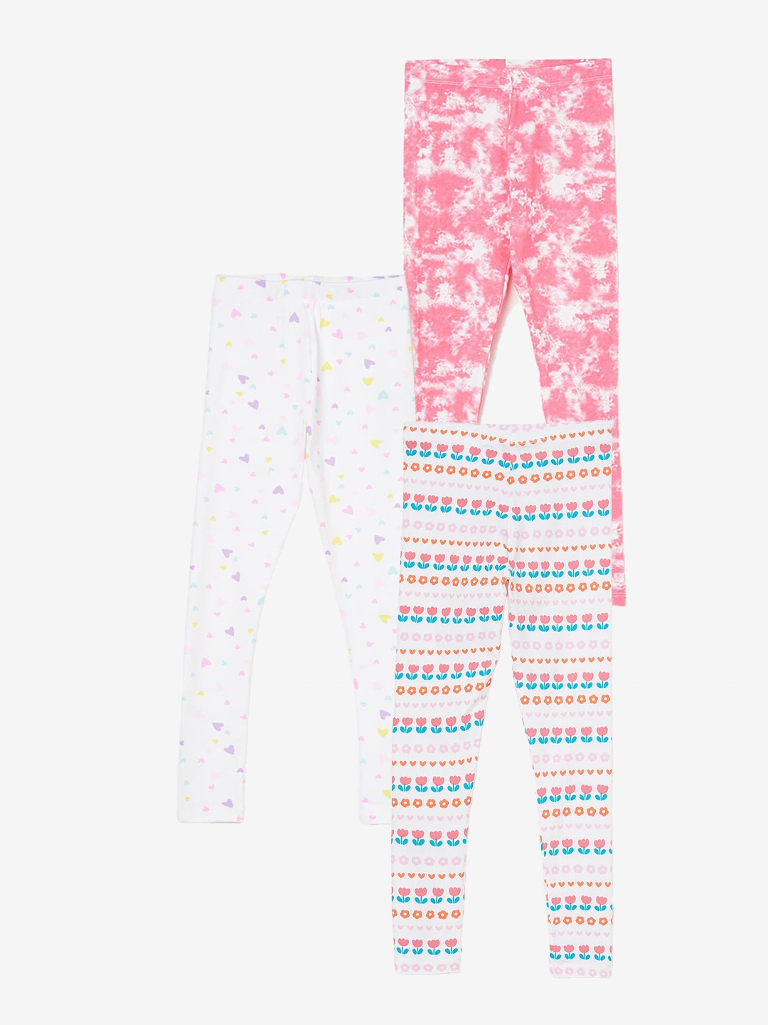 

Fame Forever by Lifestyle Girls Pack Of 3 Printed Ankle Length Leggings, White
