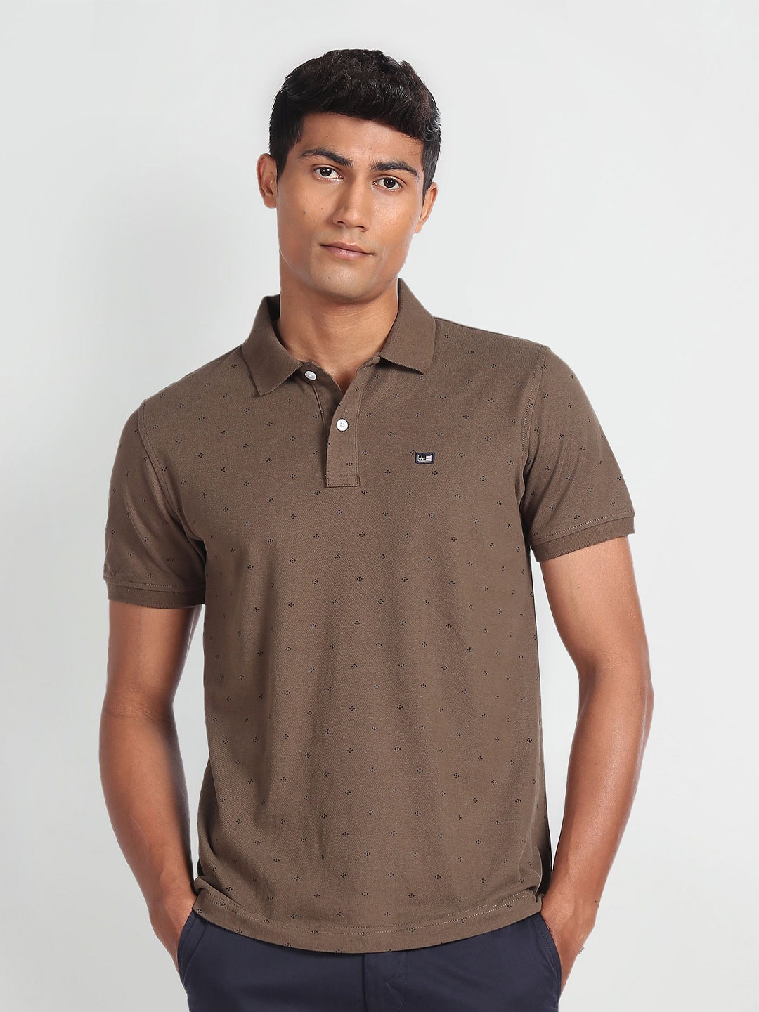 

Arrow Sport Polka Dot Polo Collar Cotton T-shirt, Green