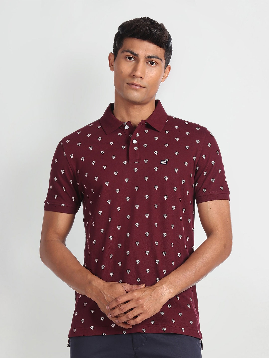 

Arrow Sport Conversational Printed Polo Collar Pure Cotton T-shirt, Red