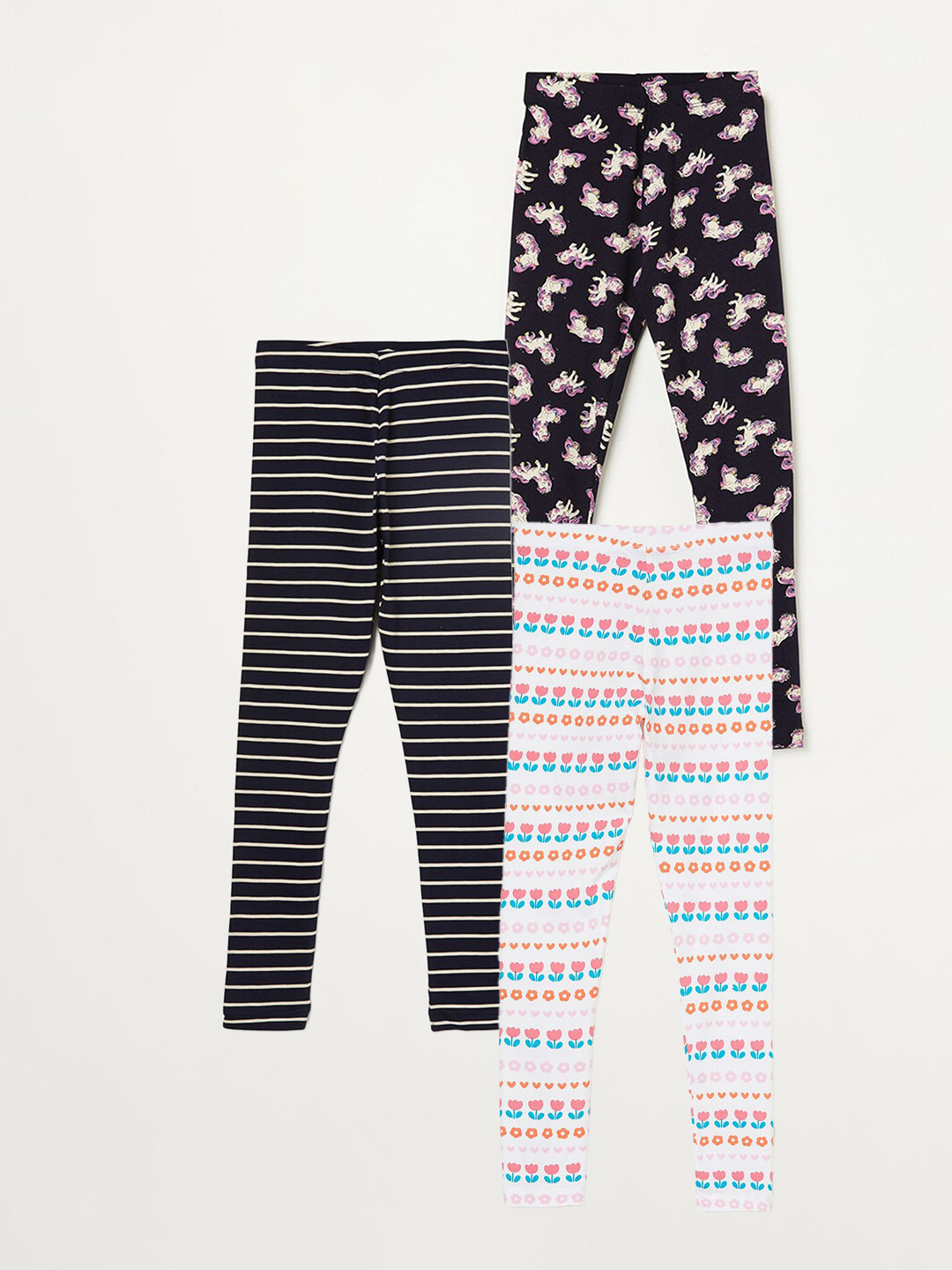 

Fame Forever by Lifestyle Girls Pack Of 3 Printed Ankle Length Leggings, White