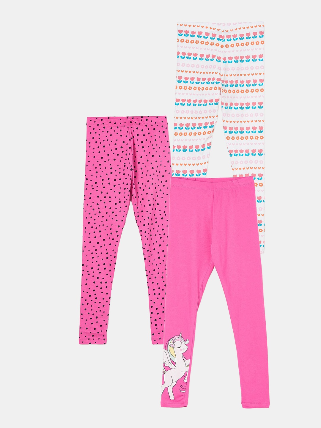 

Fame Forever by Lifestyle Girls Pack Of 3 Printed Ankle Length Leggings, Pink