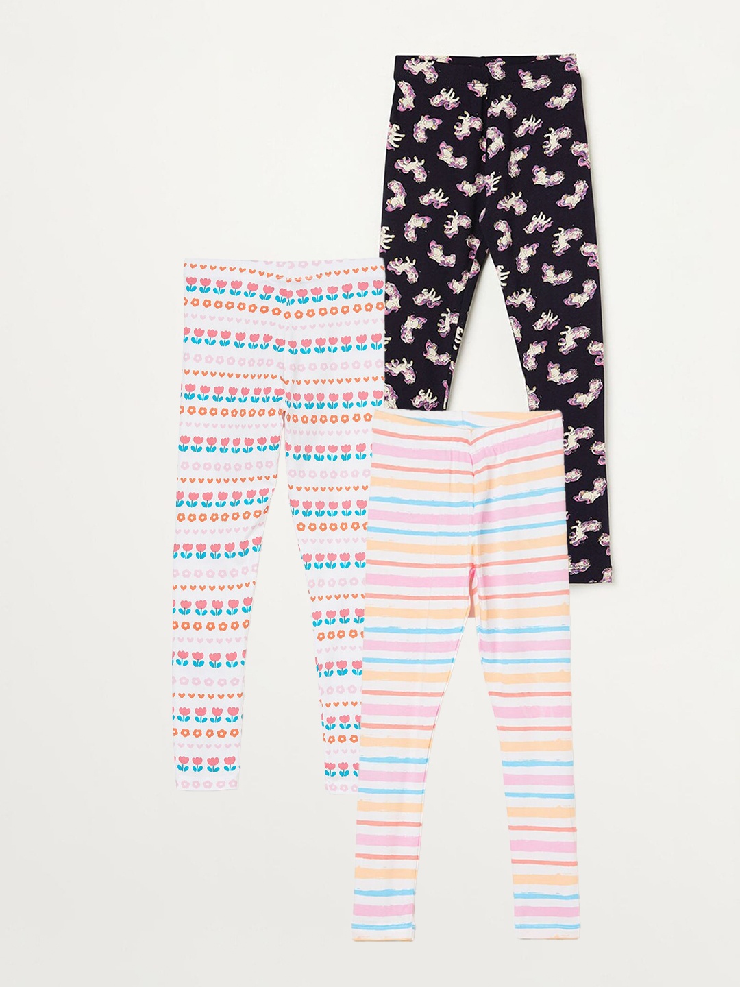 

Fame Forever by Lifestyle Girls Pack Of 3 Printed Ankle Length Leggings, White
