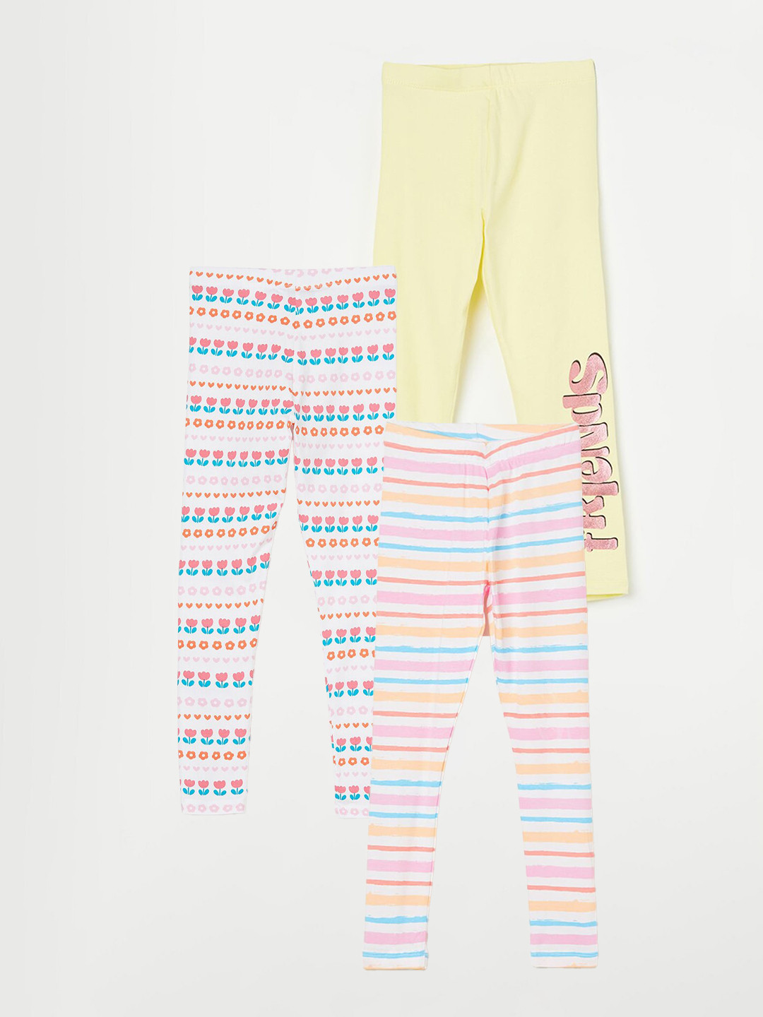 

Fame Forever by Lifestyle Girls Pack Of 3 Printed Ankle Length Leggings, White