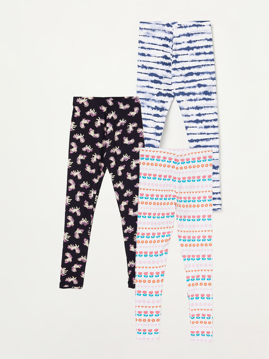 

Fame Forever by Lifestyle Girls Pack Of 3 Printed Ankle Length Leggings, White