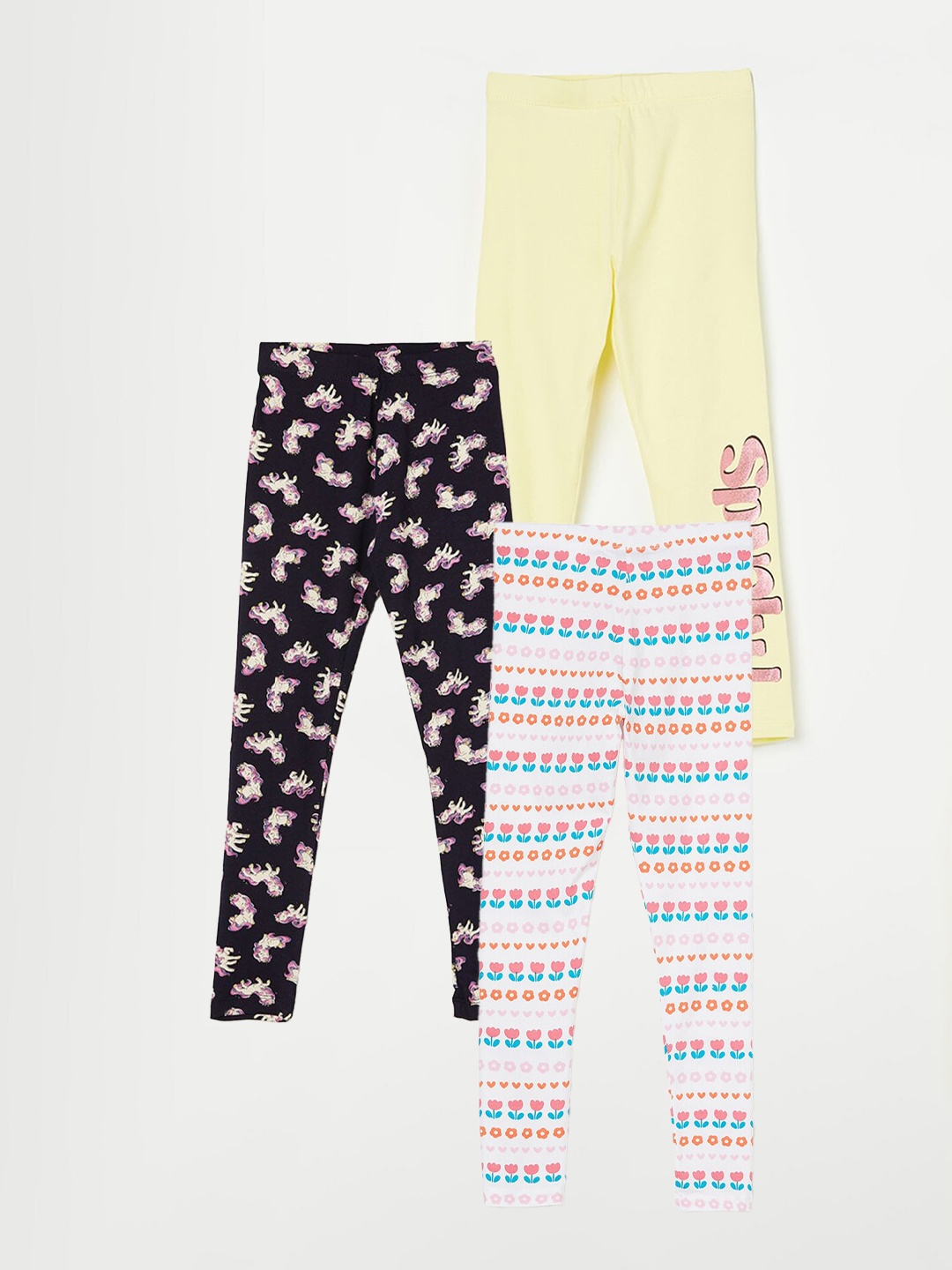 

Fame Forever by Lifestyle Girls Pack Of 3 Printed Ankle Length Leggings, White