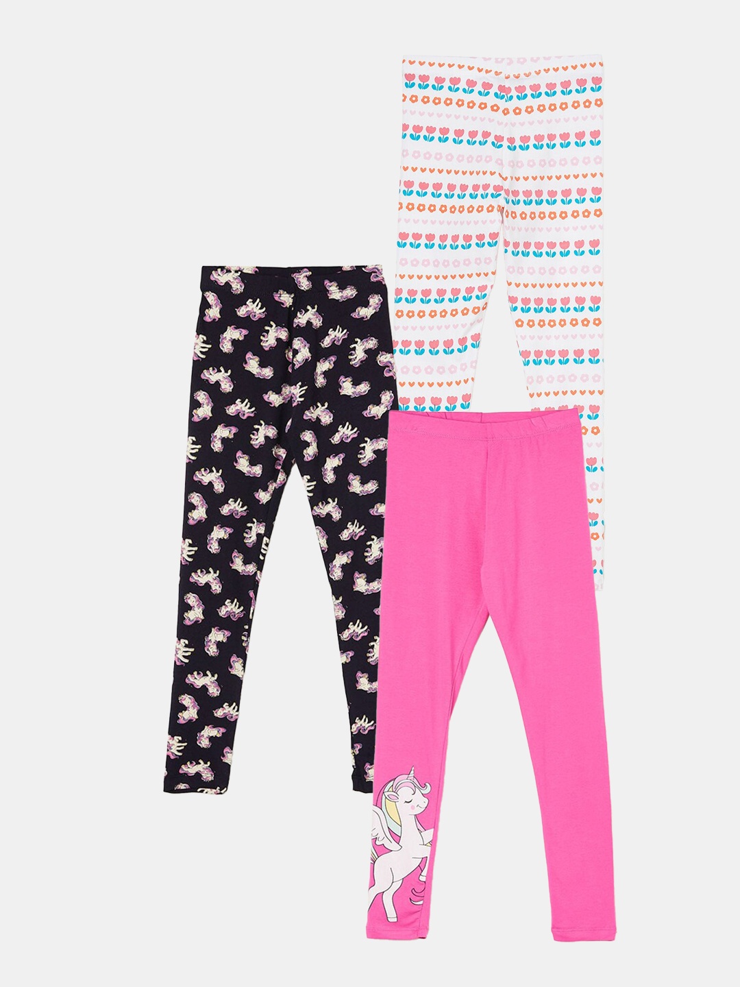

Fame Forever by Lifestyle Girls Pack Of 3 Printed Ankle Length Leggings, Pink