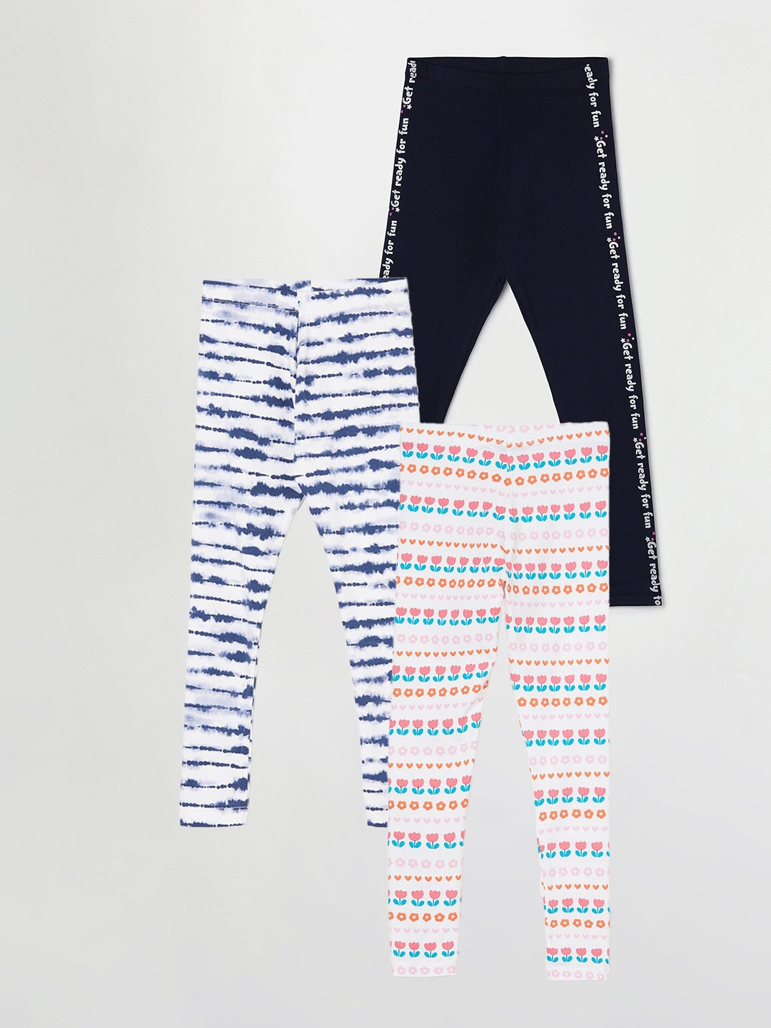 

Fame Forever by Lifestyle Girls Pack Of 3 Printed Ankle Length Leggings, White