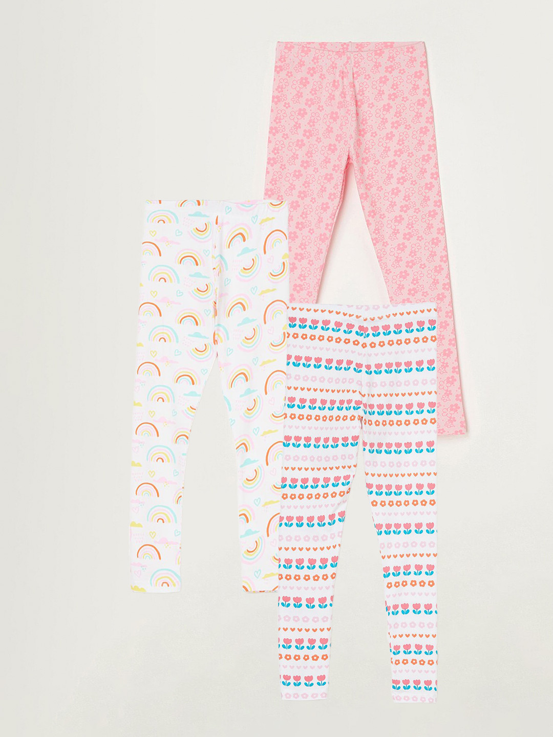 

Fame Forever by Lifestyle Girls Pack Of 3 Printed Ankle Length Leggings, White