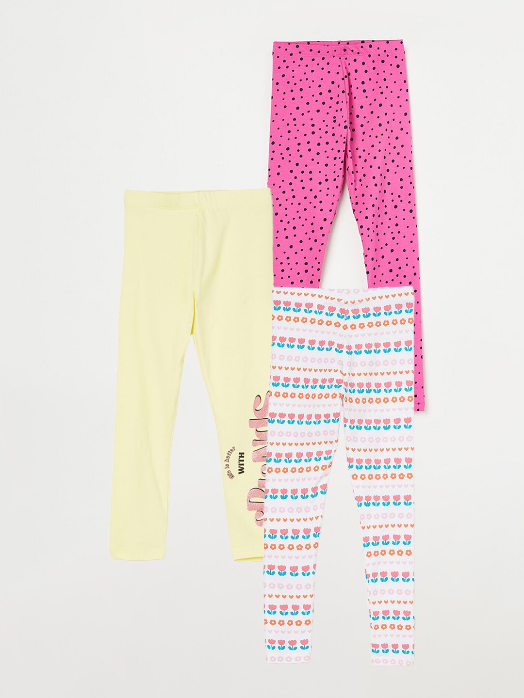 

Fame Forever by Lifestyle Girls Pack Of 3 Printed Ankle Length Leggings, White