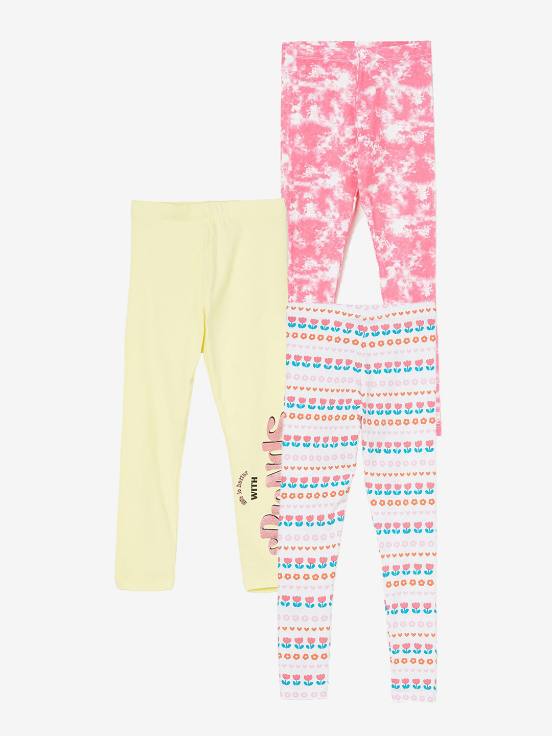 

Fame Forever by Lifestyle Girls Pack Of 3 Printed Ankle Length Leggings, White