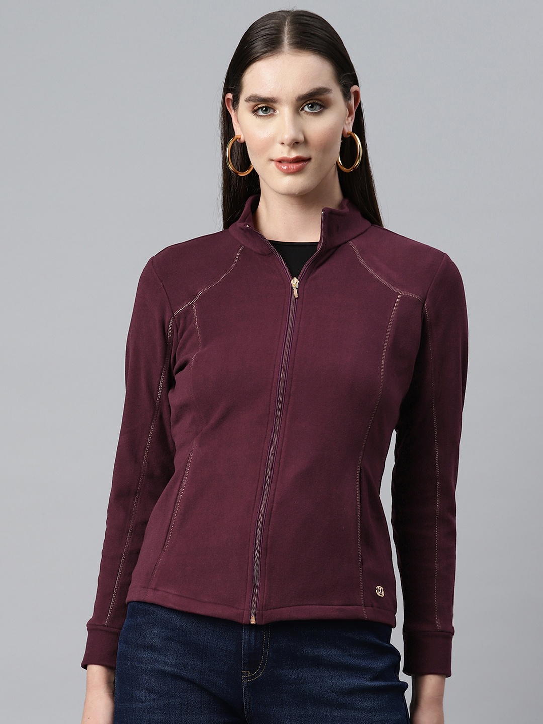 

Nayam By Lakshita Fleece Stand Collar Sporty Jacket, Maroon