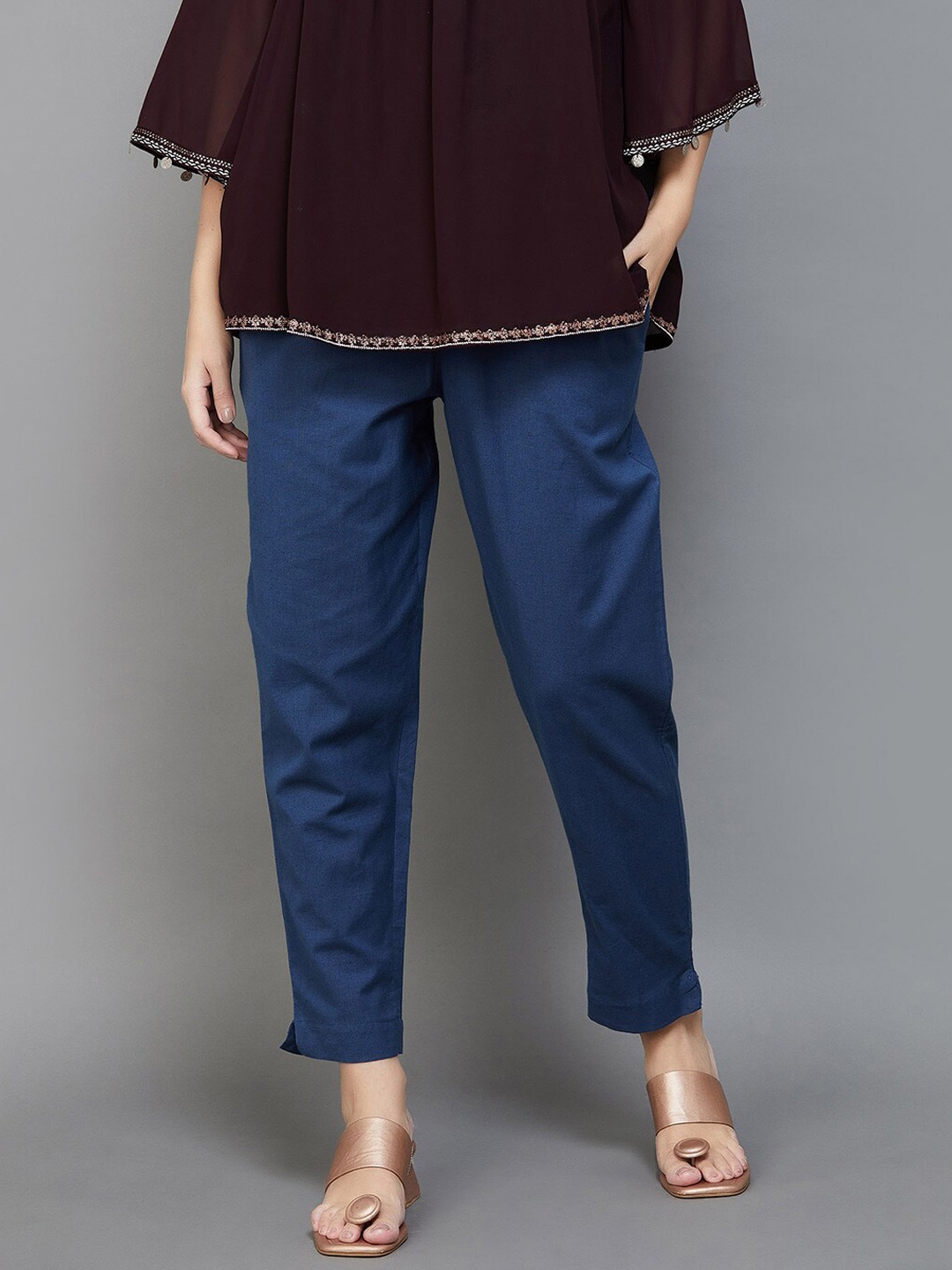 

Melange by Lifestyle Women Mid-Rise Slip-On Trousers, Violet
