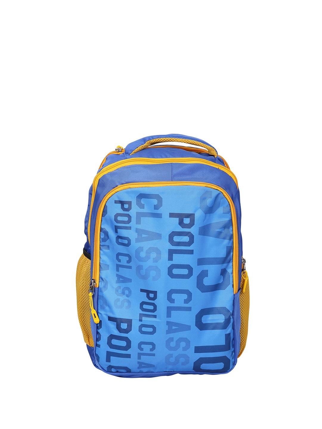 

Polo Class Unisex Blue & Yellow Typography Backpack
