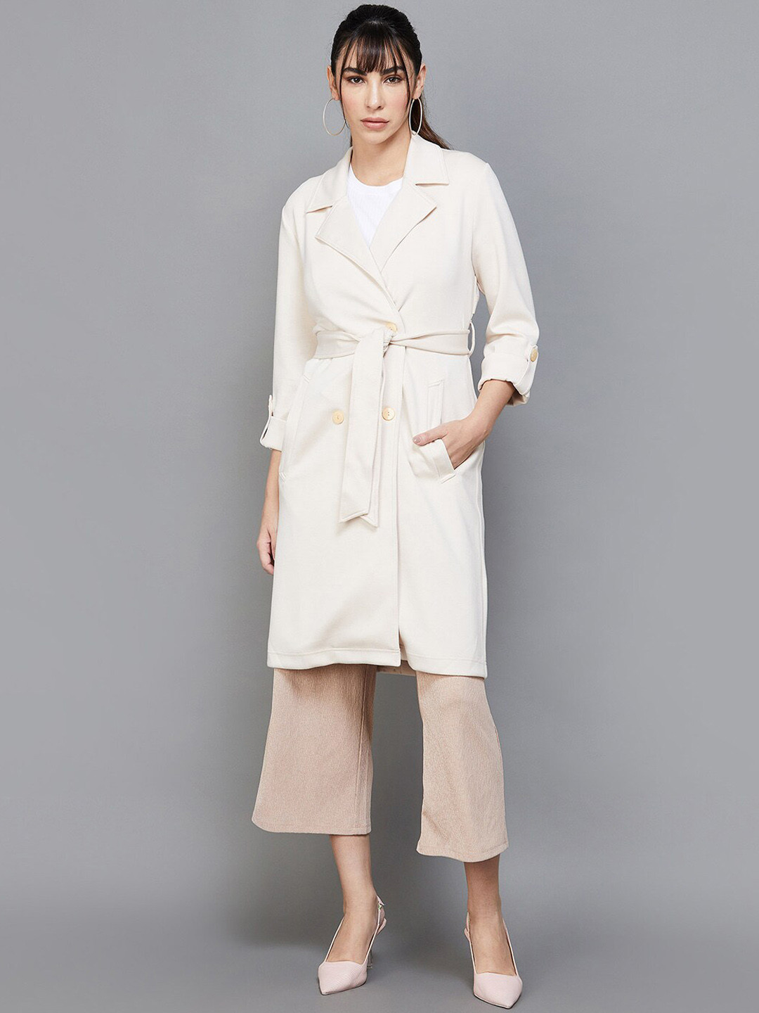 

CODE by Lifestyle Lapel Collar Longline Tailored Jacket, Beige