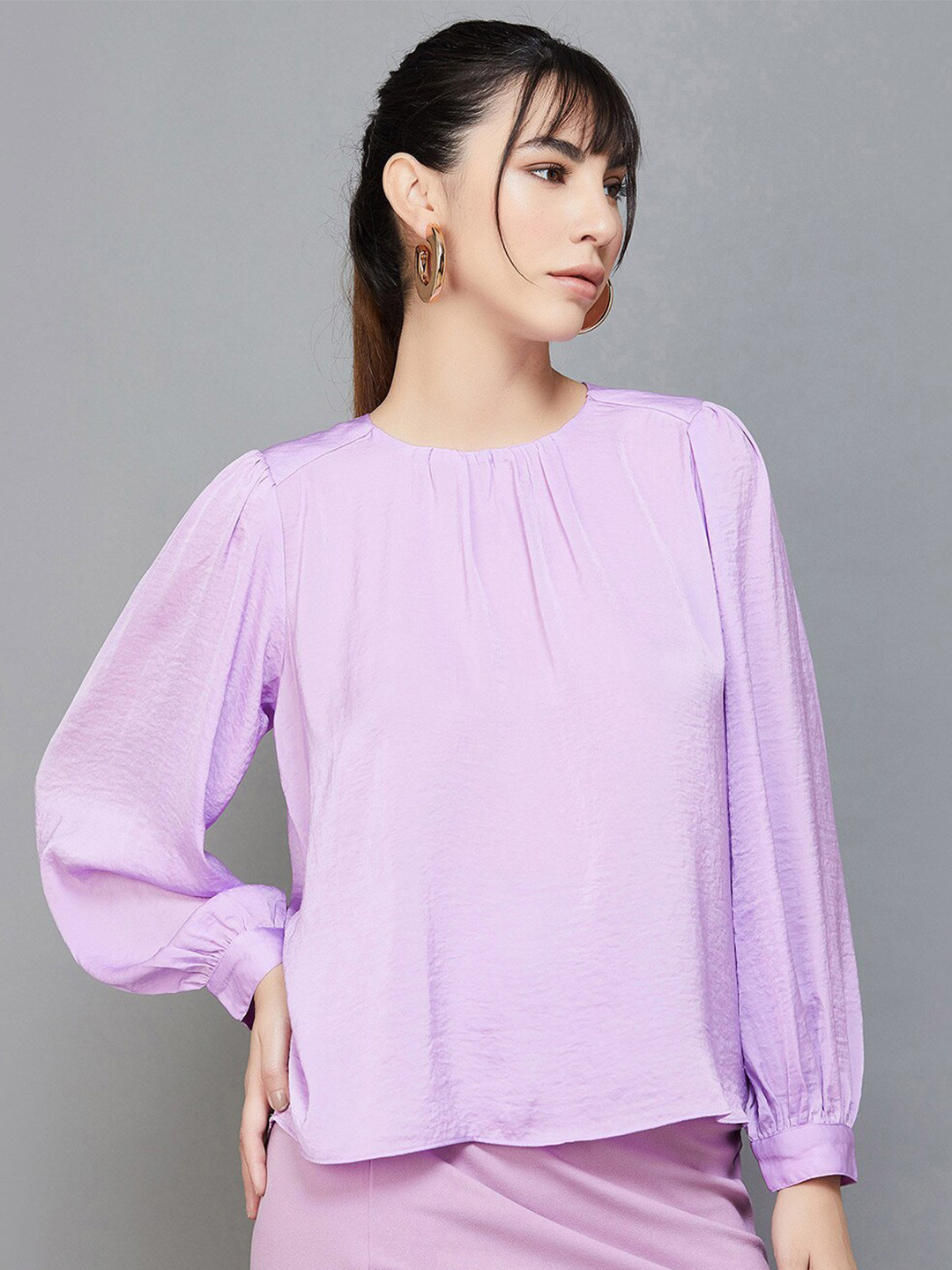 

CODE by Lifestyle Puff Sleeve Regular Top, Lavender