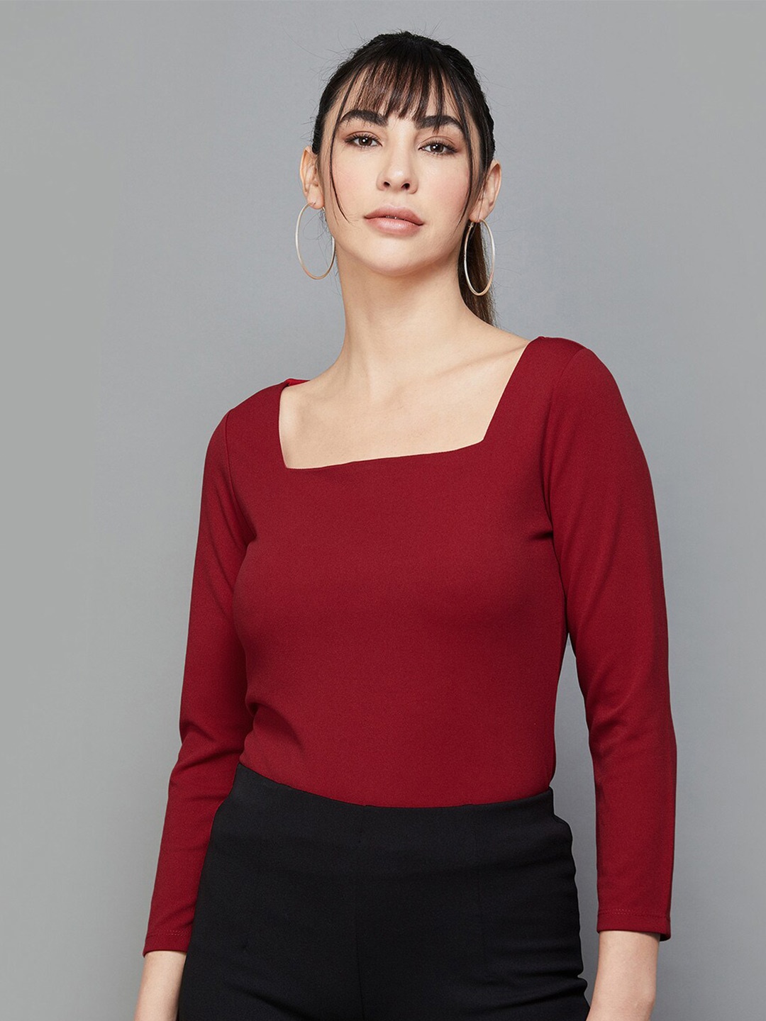 

CODE by Lifestyle Square Neck Regular Top, Red