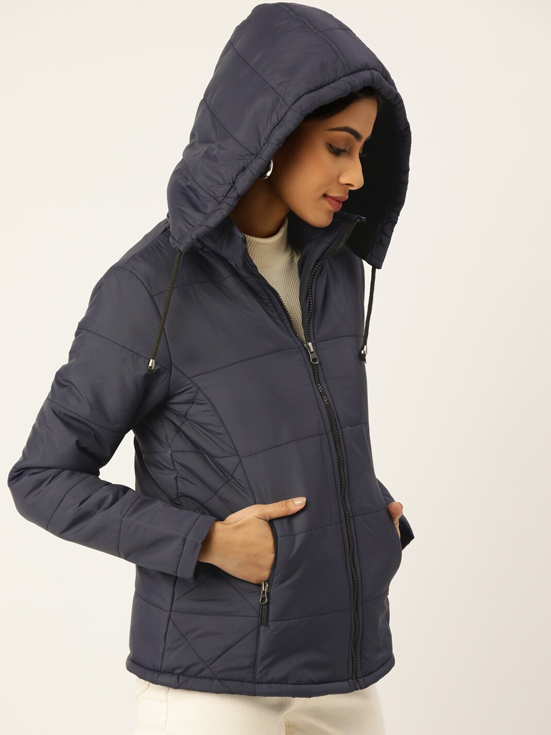 

DressBerry Hooded Padded Jacket, Navy blue