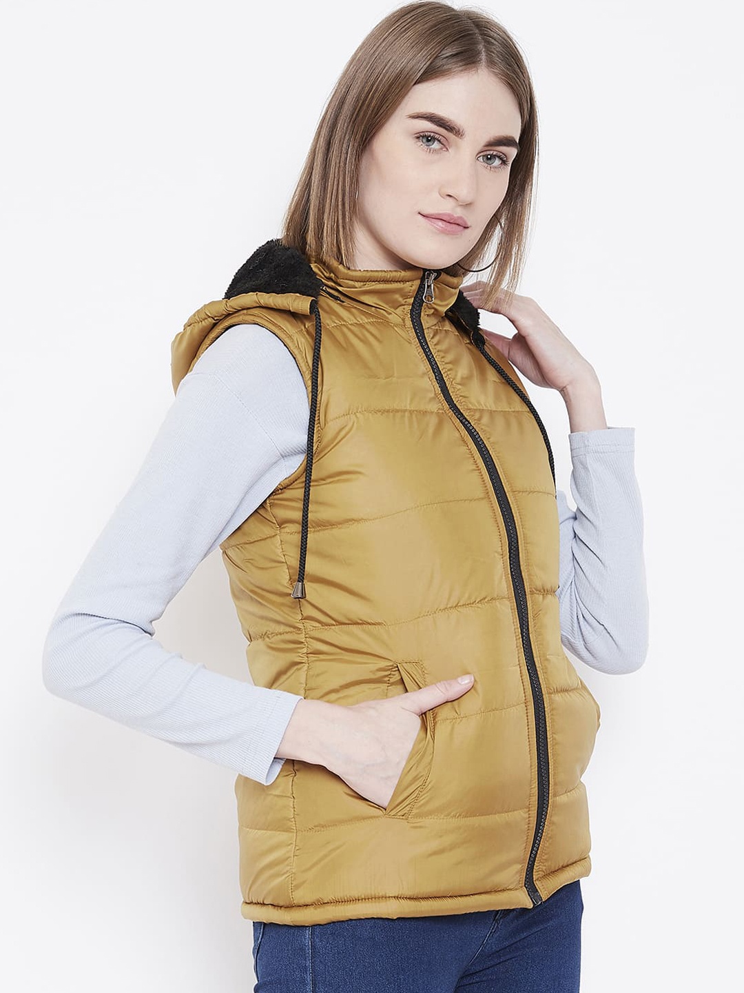 

DressBerry Hooded Puffer Jacket, Yellow