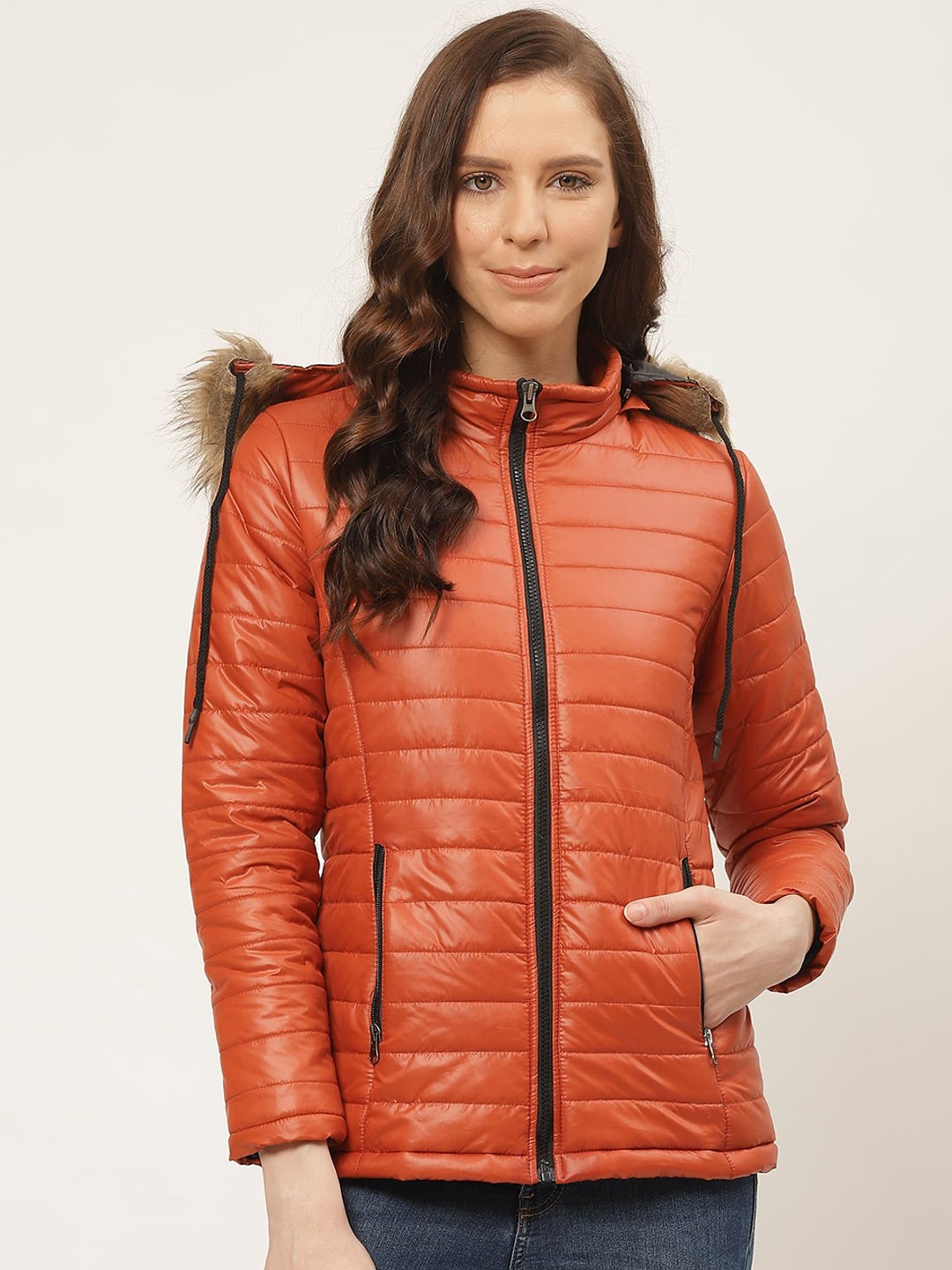 

Chemistry Hooded Faux Fur Trim Parka Jacket, Orange