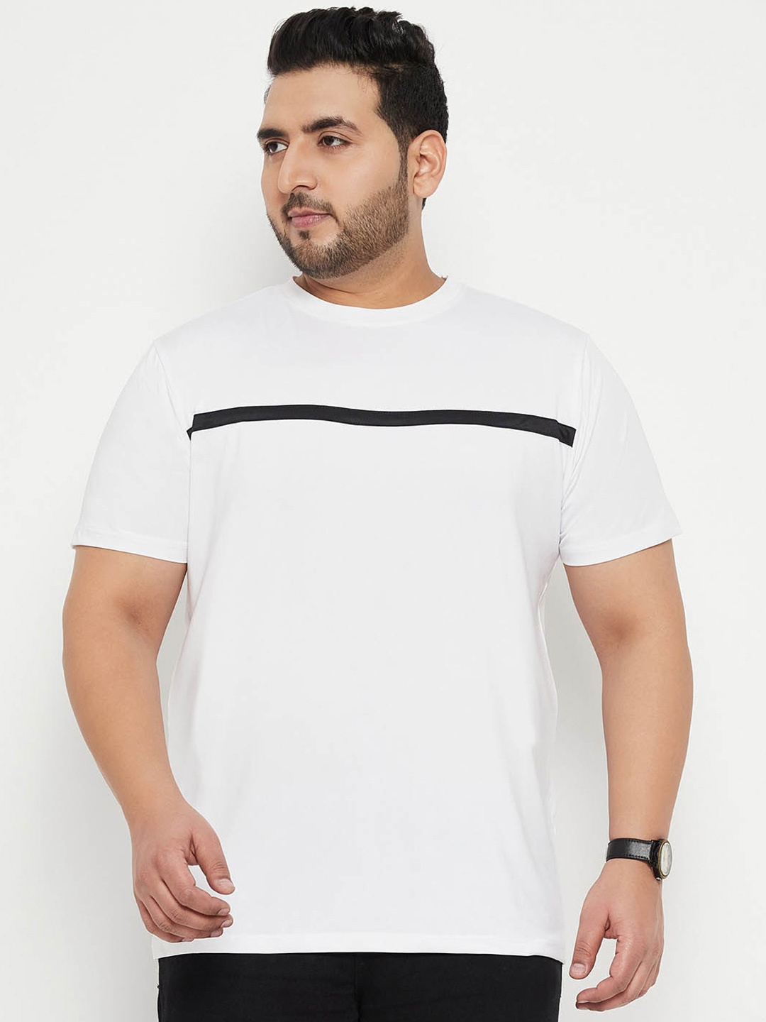 

bigbanana Men Plus Size Bio Finish Casual Round Neck T-shirt, White