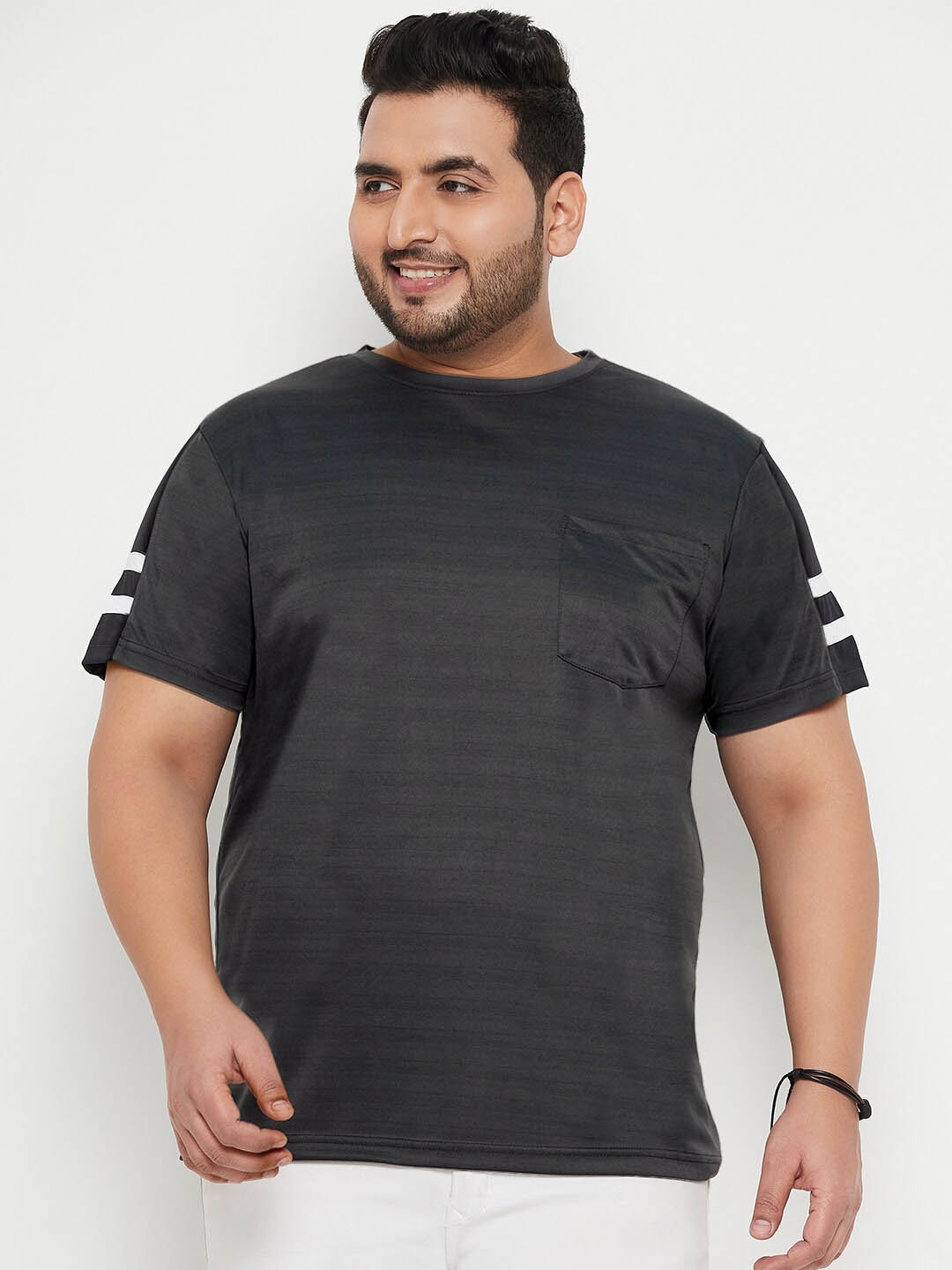 

bigbanana Men Plus Size Casual Round Neck T-shirt, Grey