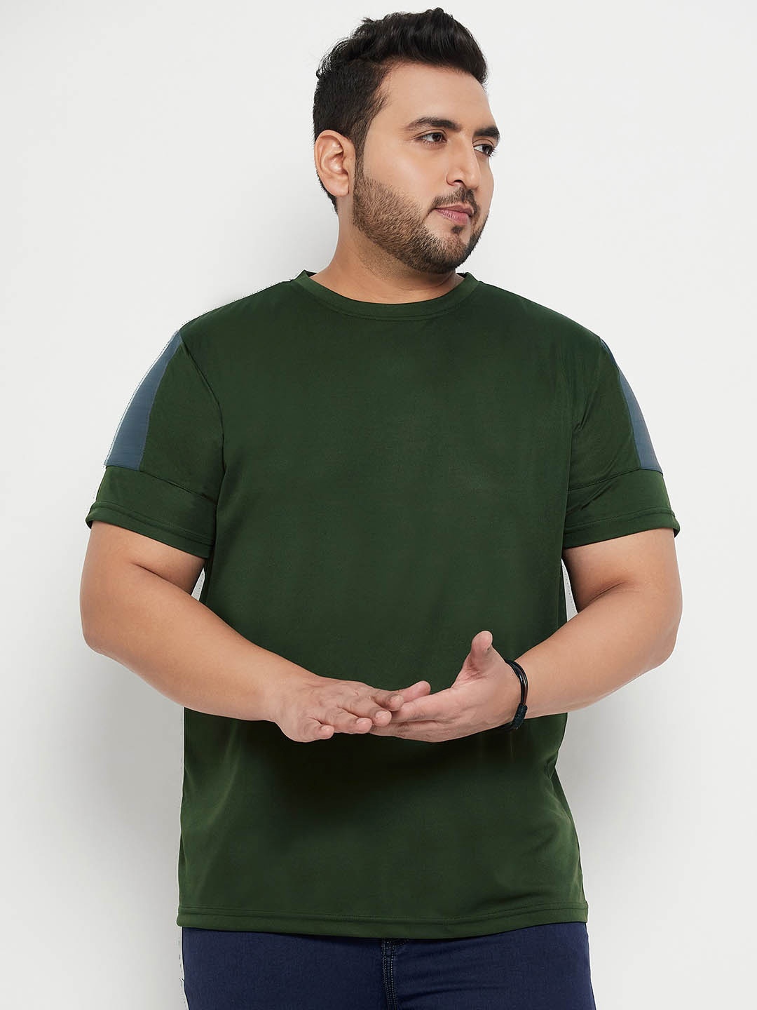 

bigbanana Plus Size Round Neck Bio Finish Regular T-shirt, Olive