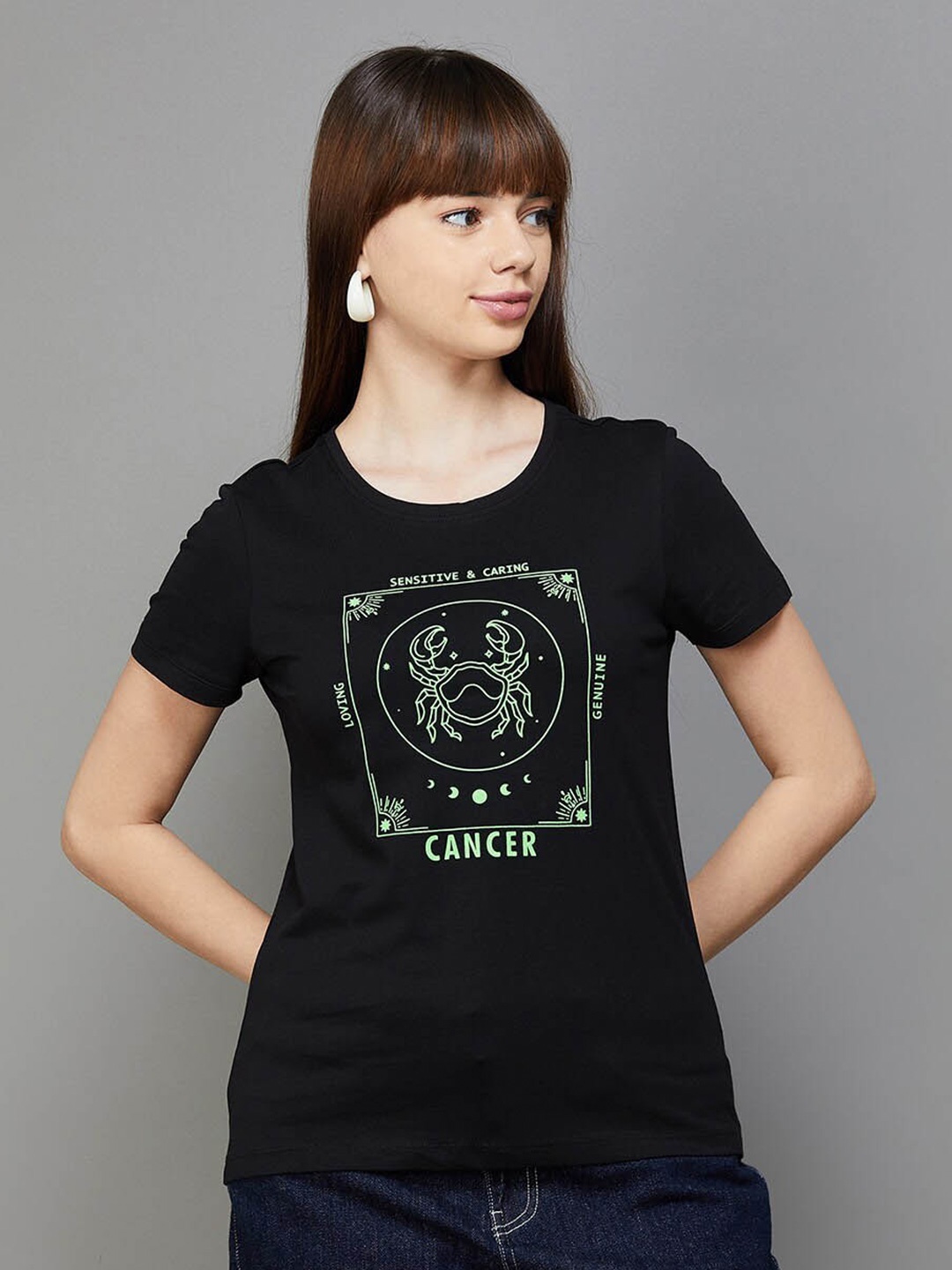 

Fame Forever by Lifestyle Graphic Printed Cotton Top, Black
