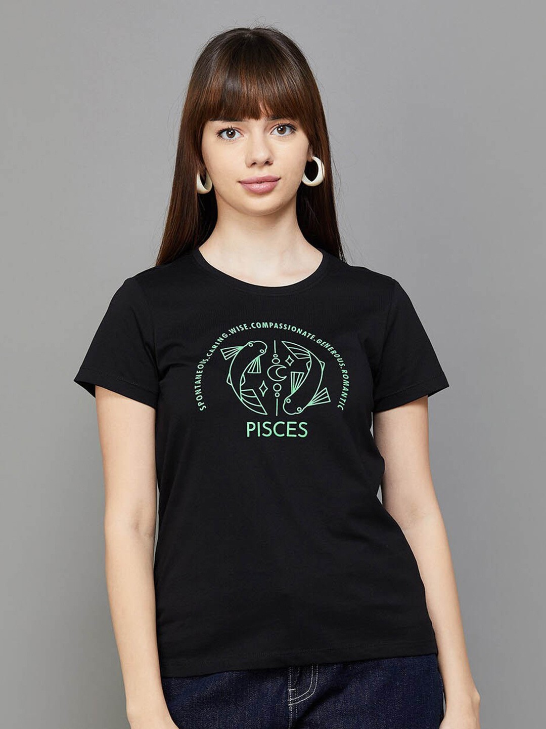 

Fame Forever by Lifestyle Graphic Printed Cotton Top, Black
