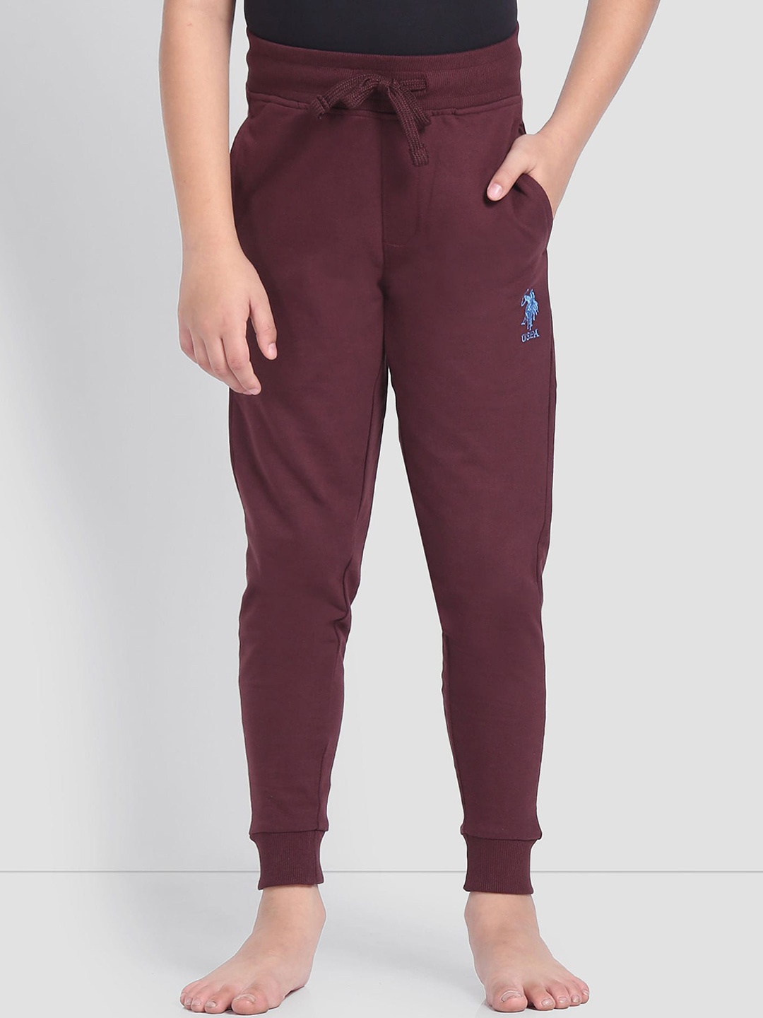 

U.S. Polo Assn. Boys Cotton Mid-Rise Joggers, Maroon