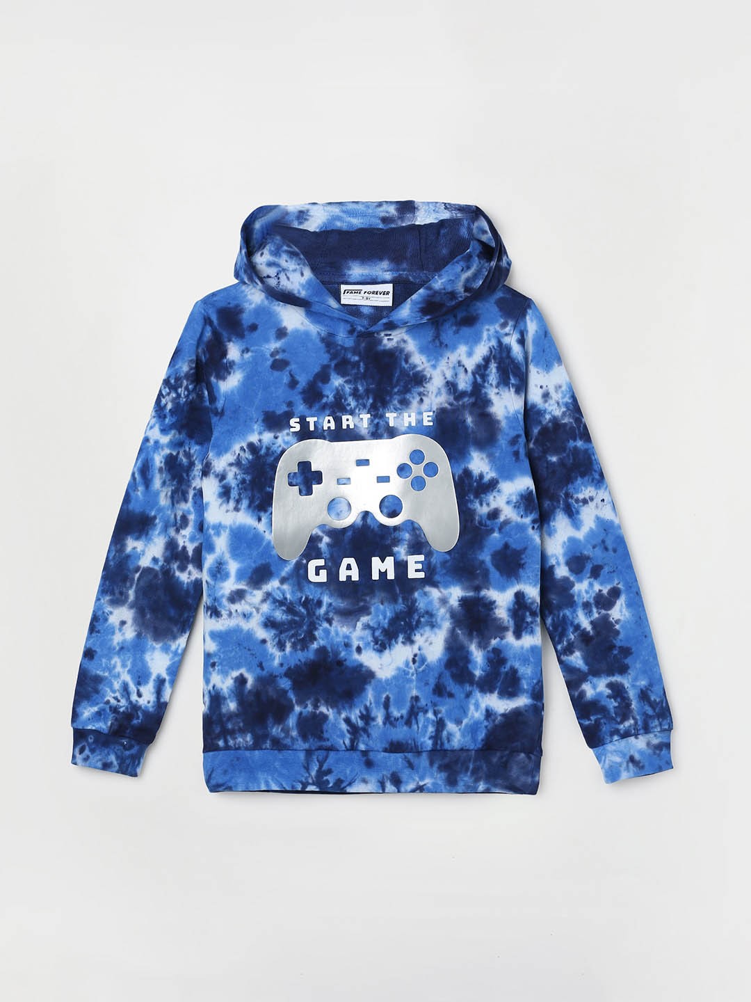 

Fame Forever by Lifestyle Boys Tie7 Dye Printed Hooded Cotton Pullover Sweatshirt, Blue
