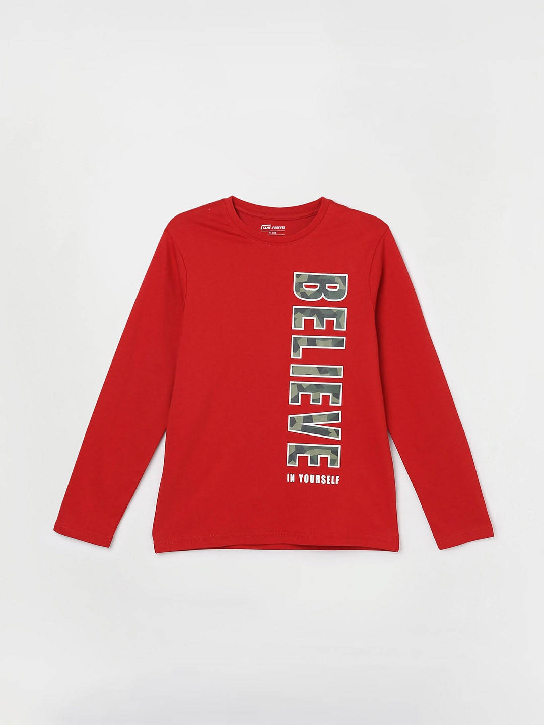

Fame Forever by Lifestyle Boys Typography Printed Round Neck Cotton Regular T-shirt, Red