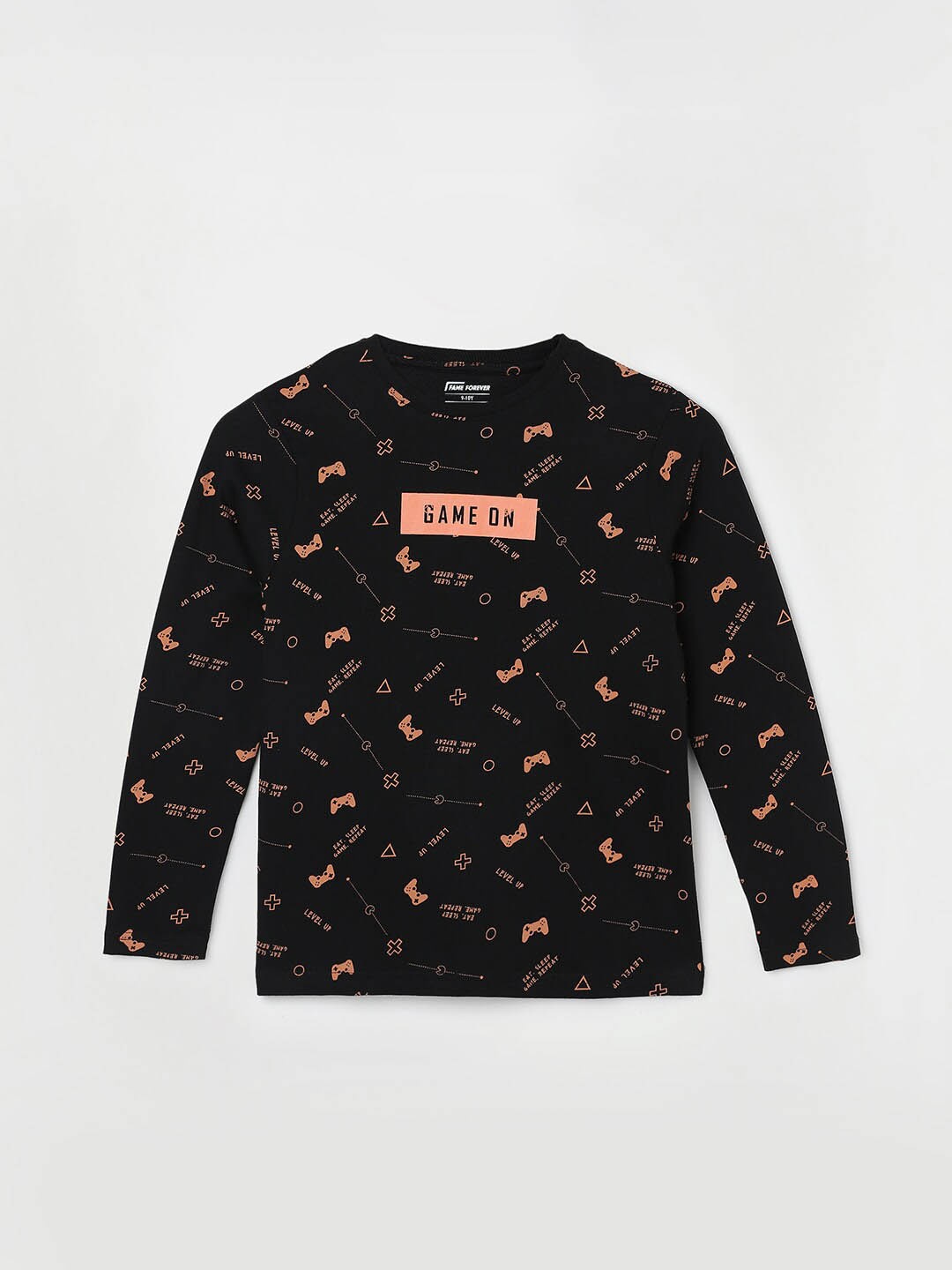 

Fame Forever by Lifestyle Boys Boys Typography Printed Round Neck Cotton Regular T-shirt, Black